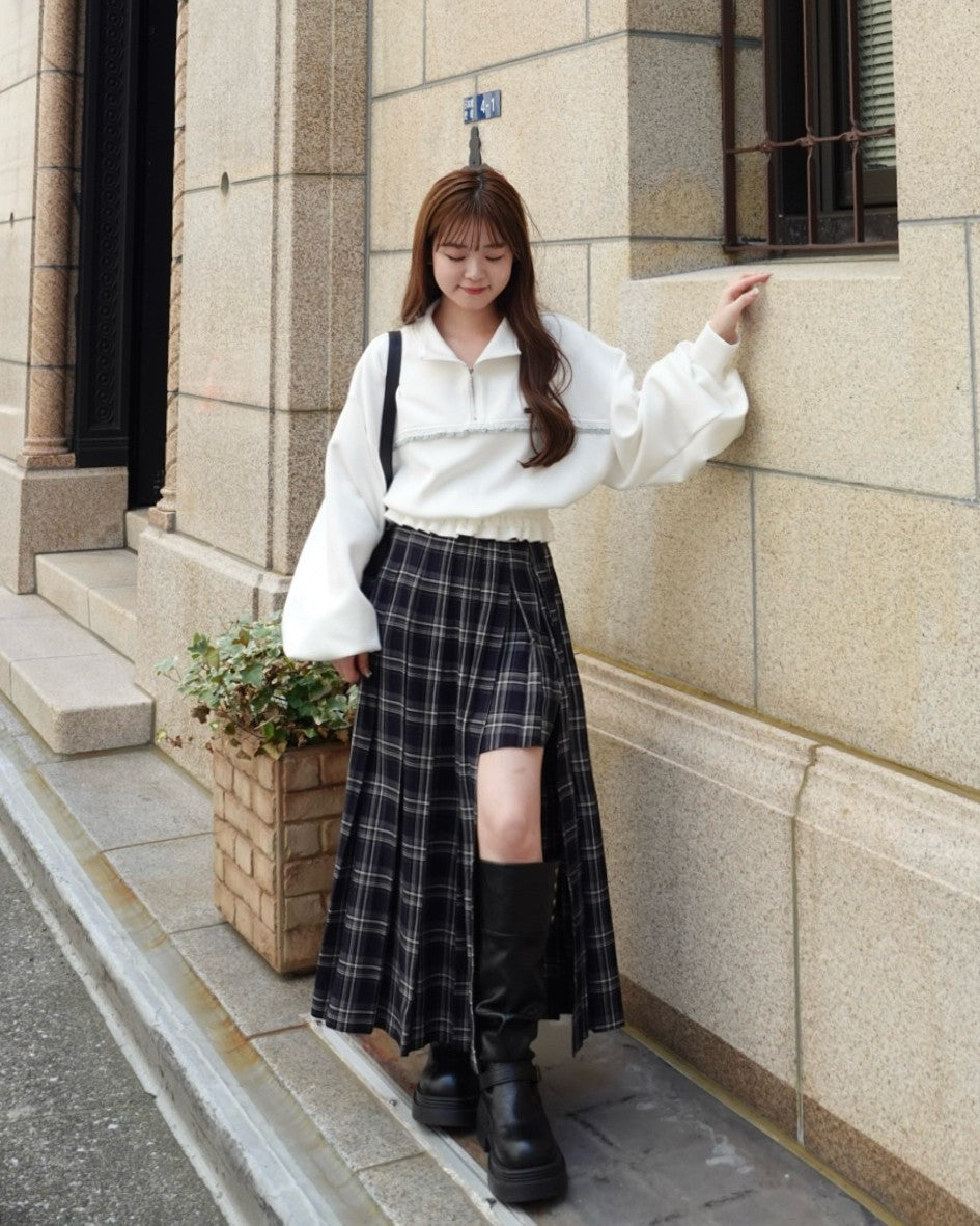 チェックパンツプリーツスカート