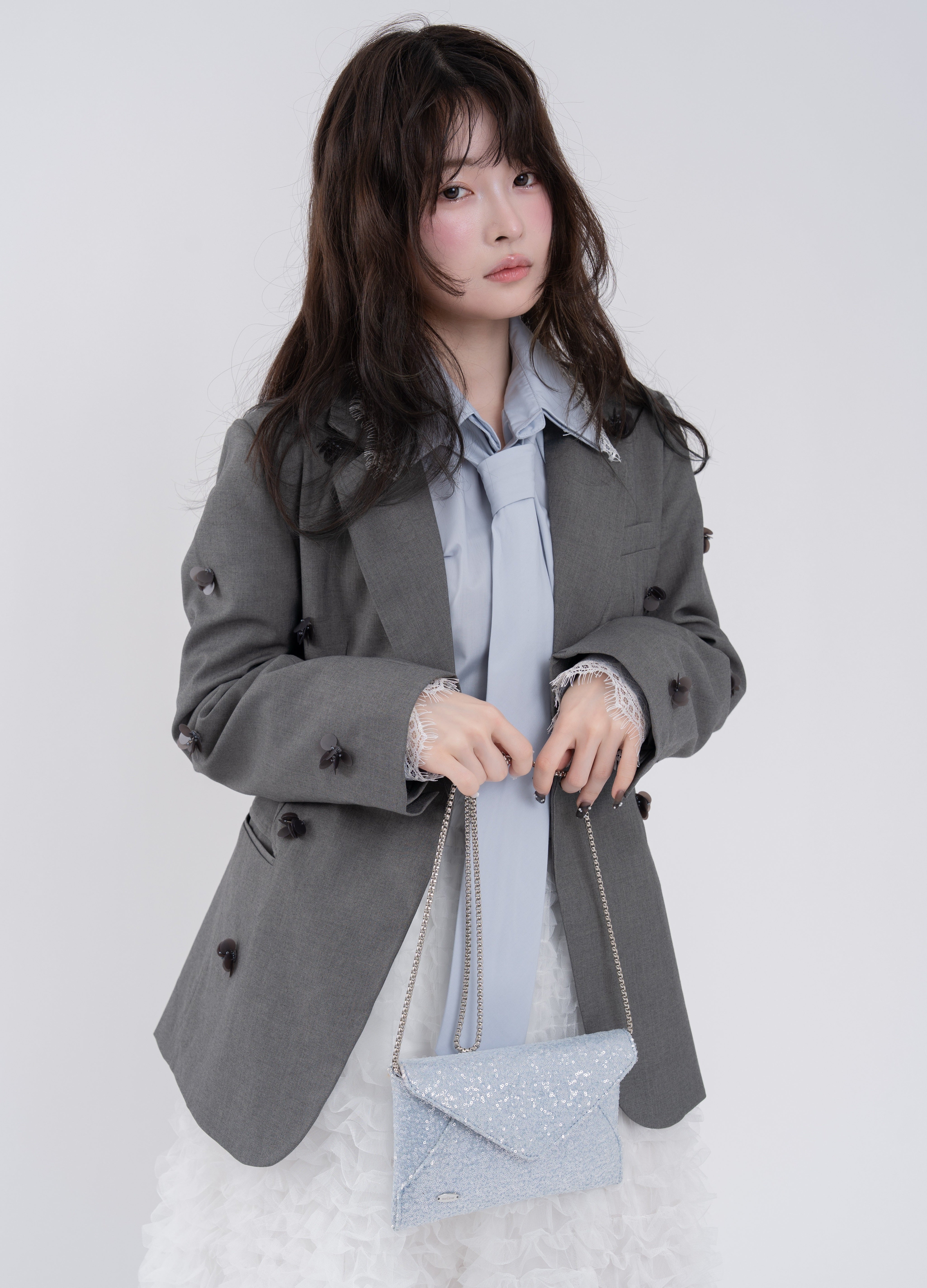 【予約】ネクタイセットレースドッキングシャツ