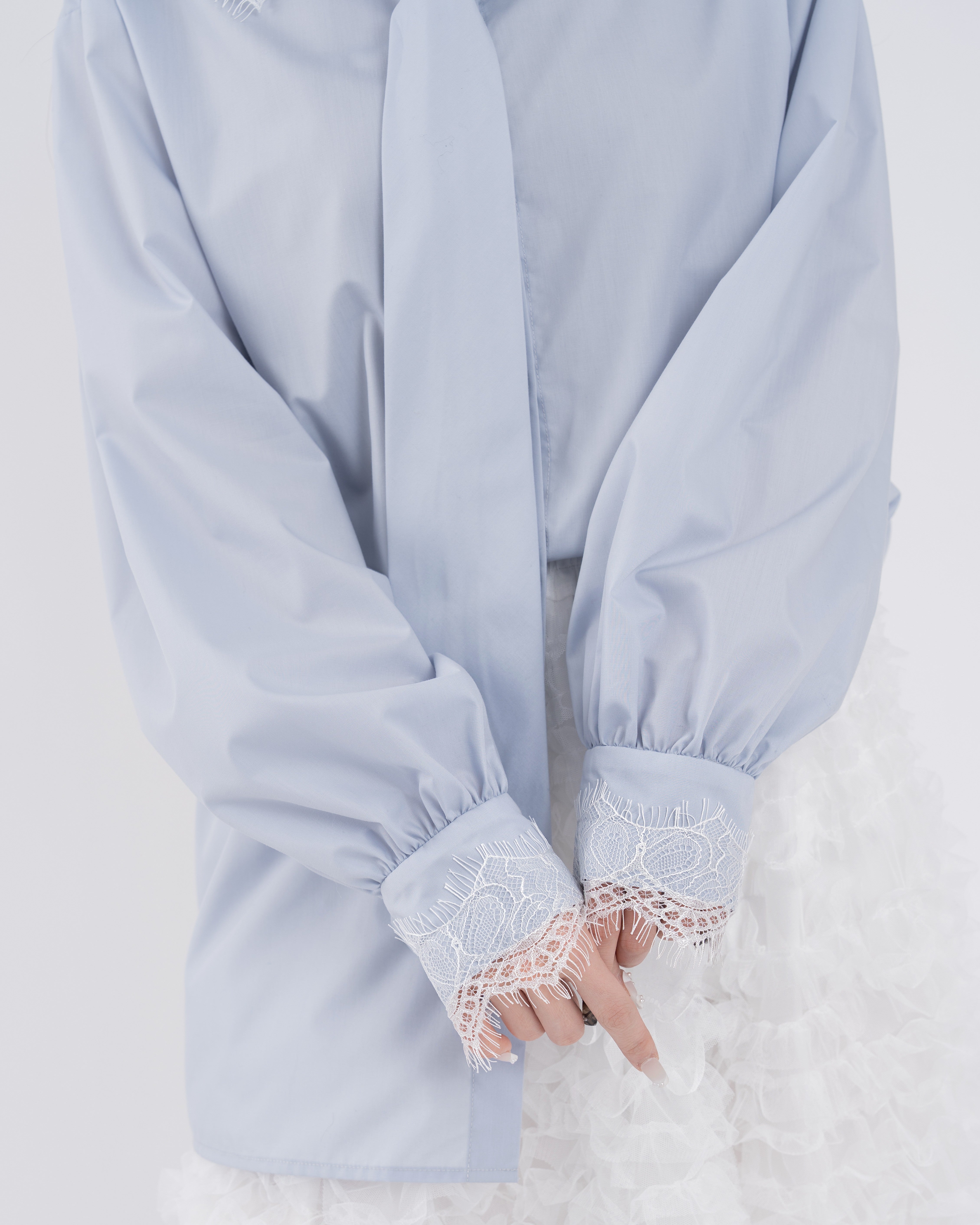 【予約】ネクタイセットレースドッキングシャツ