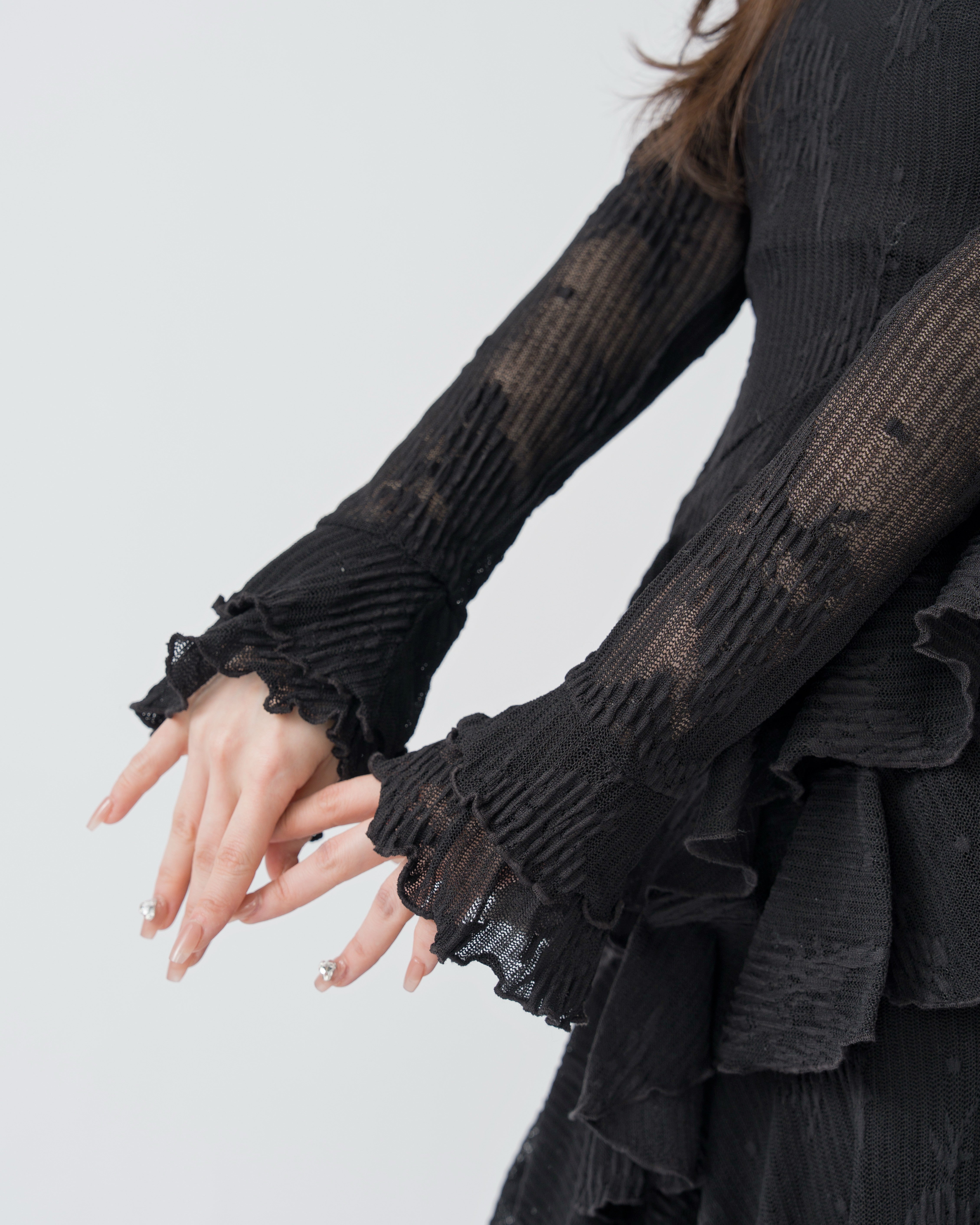 3wayアシンメトリーフリルレースワンピース