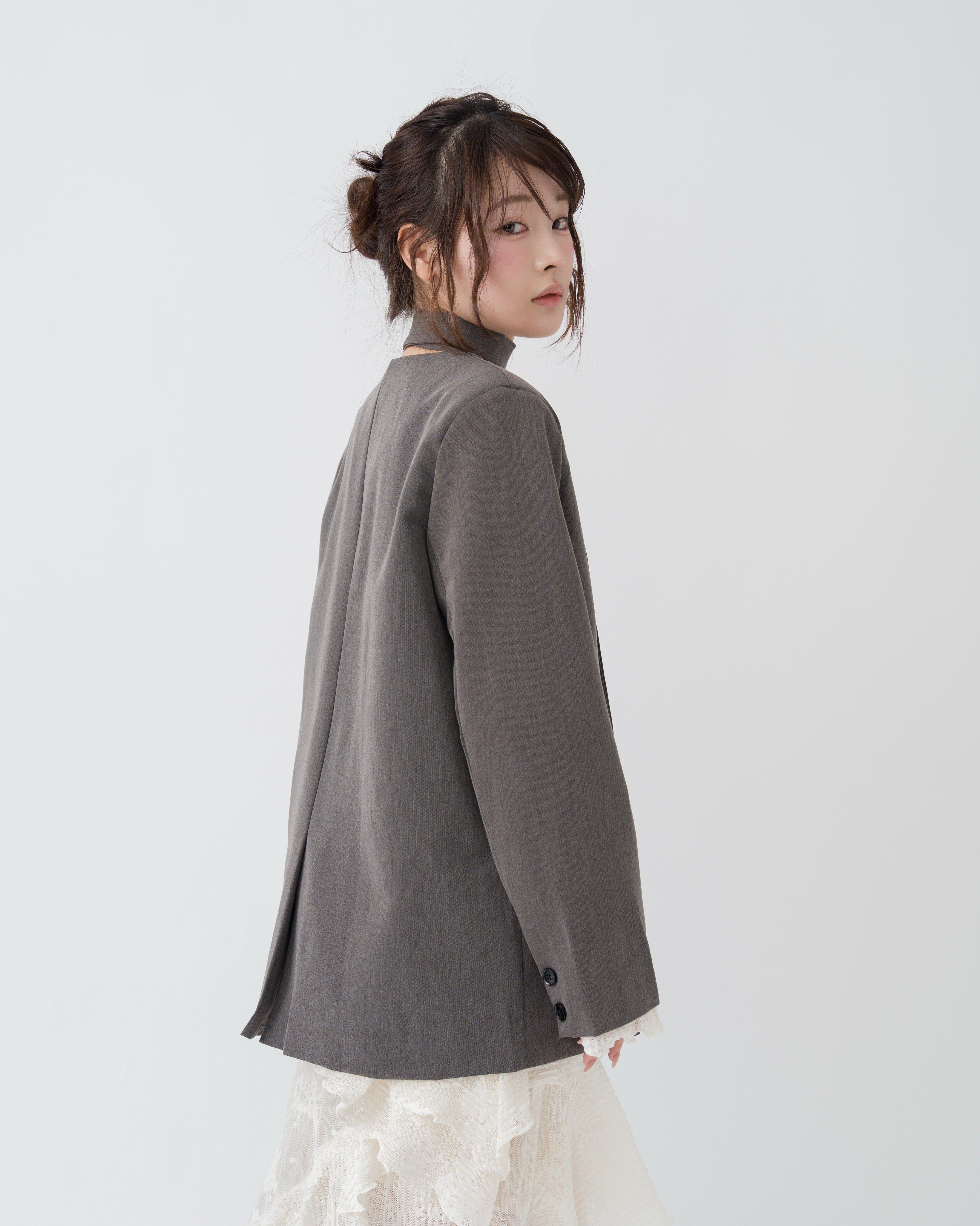 【予約】リボンタイノーカラージャケット