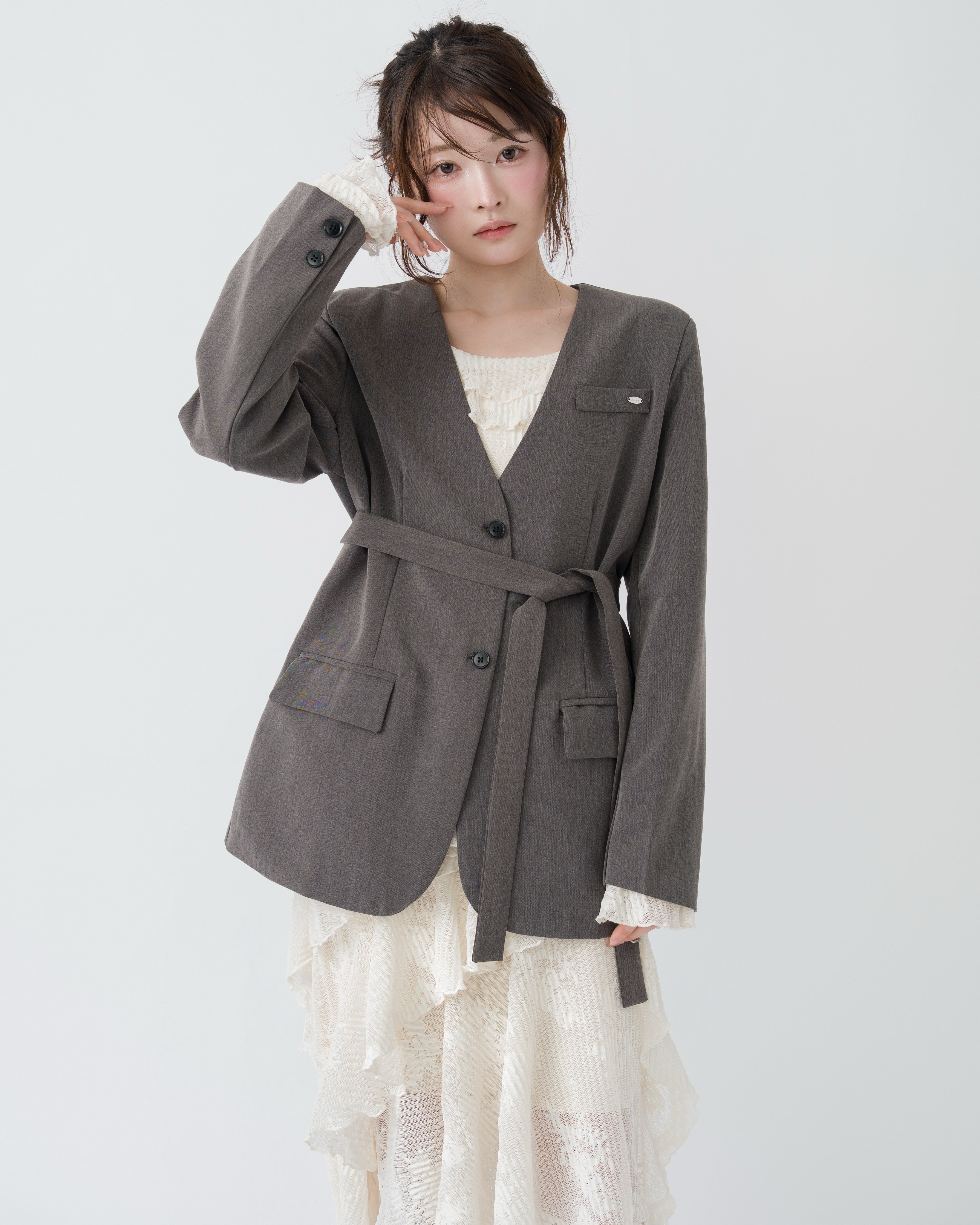 3wayアシンメトリーフリルレースワンピース