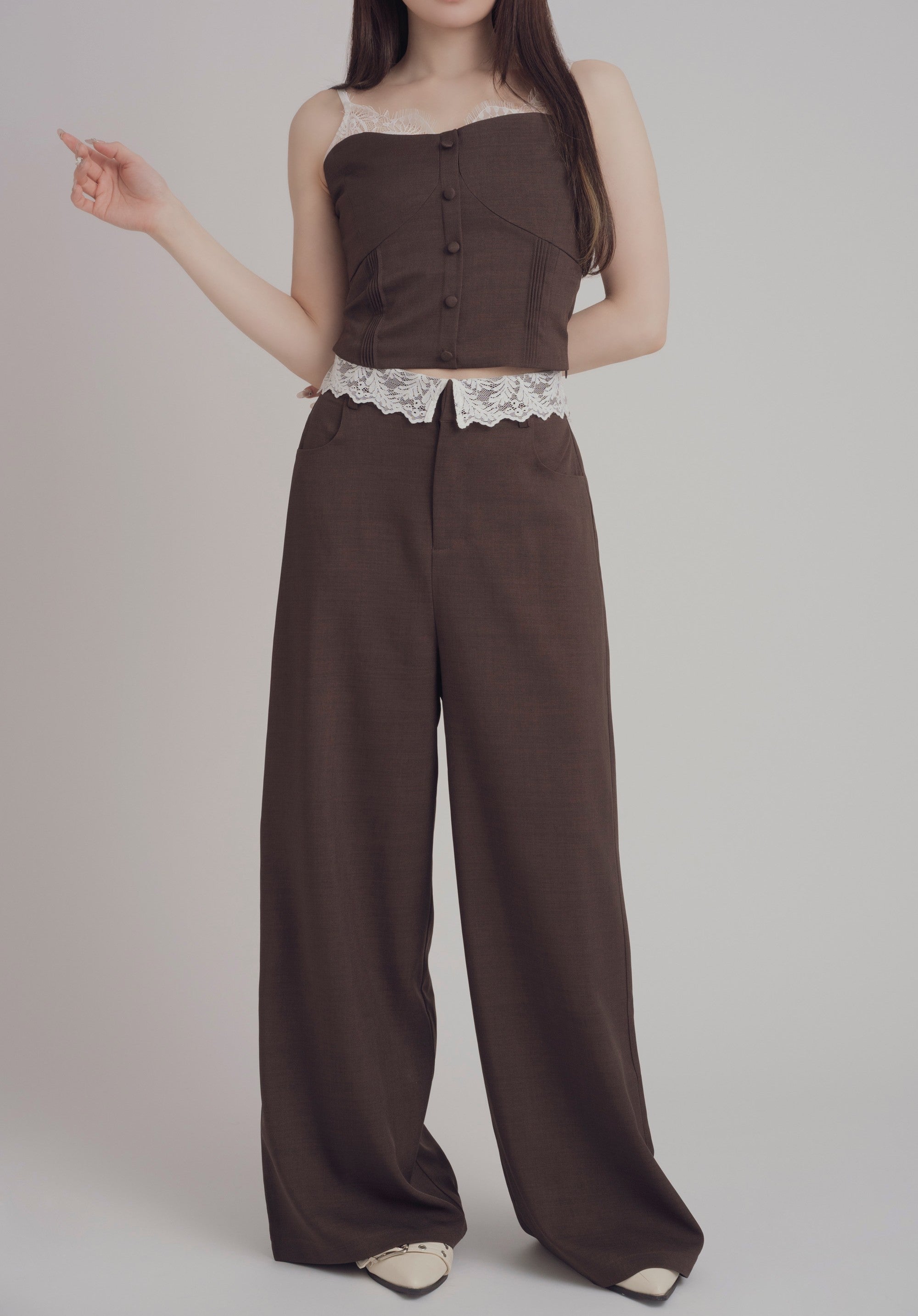 【予約】レースレイヤードキャミソールパンツセットアップ