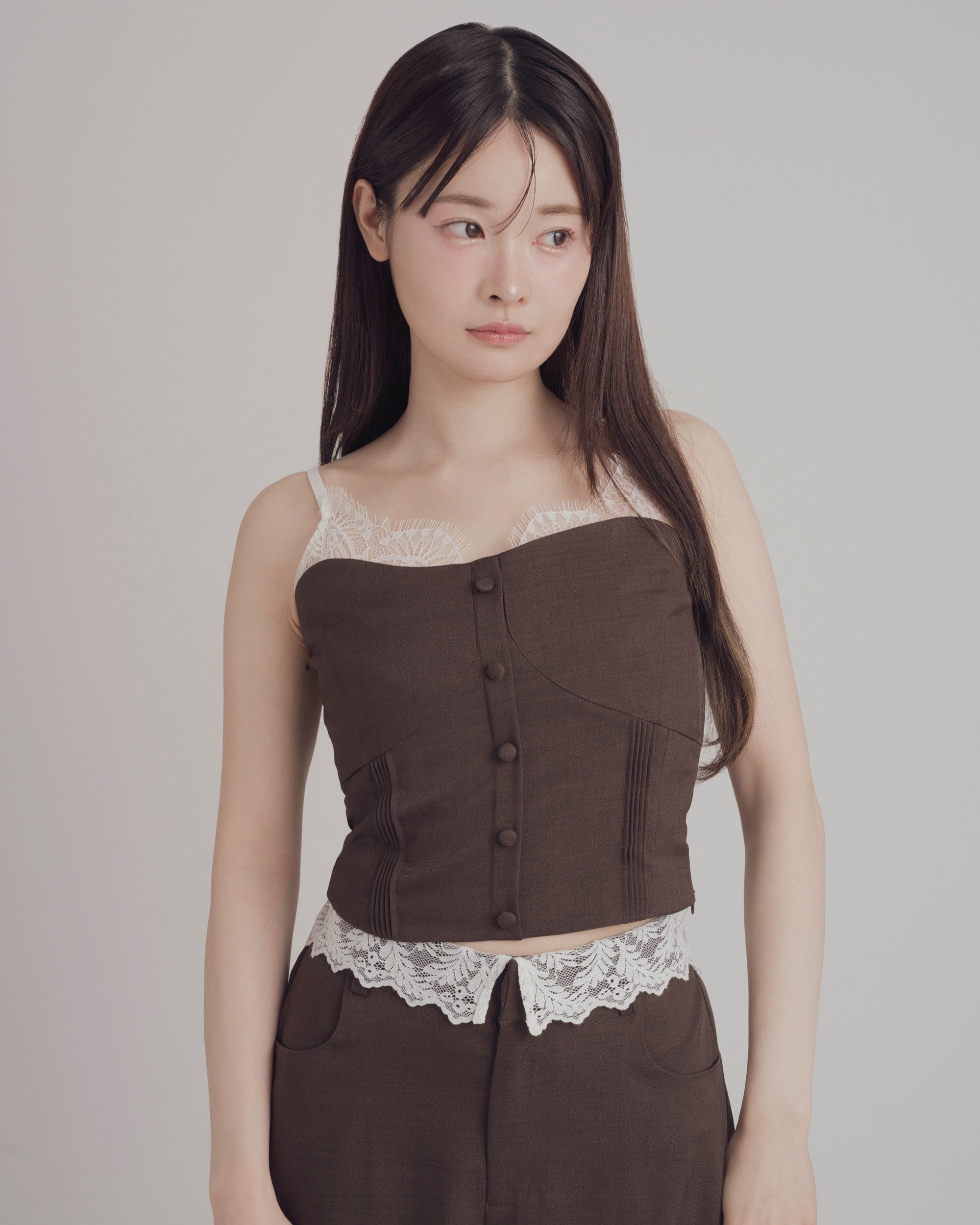 【予約】レースレイヤードキャミソールパンツセットアップ