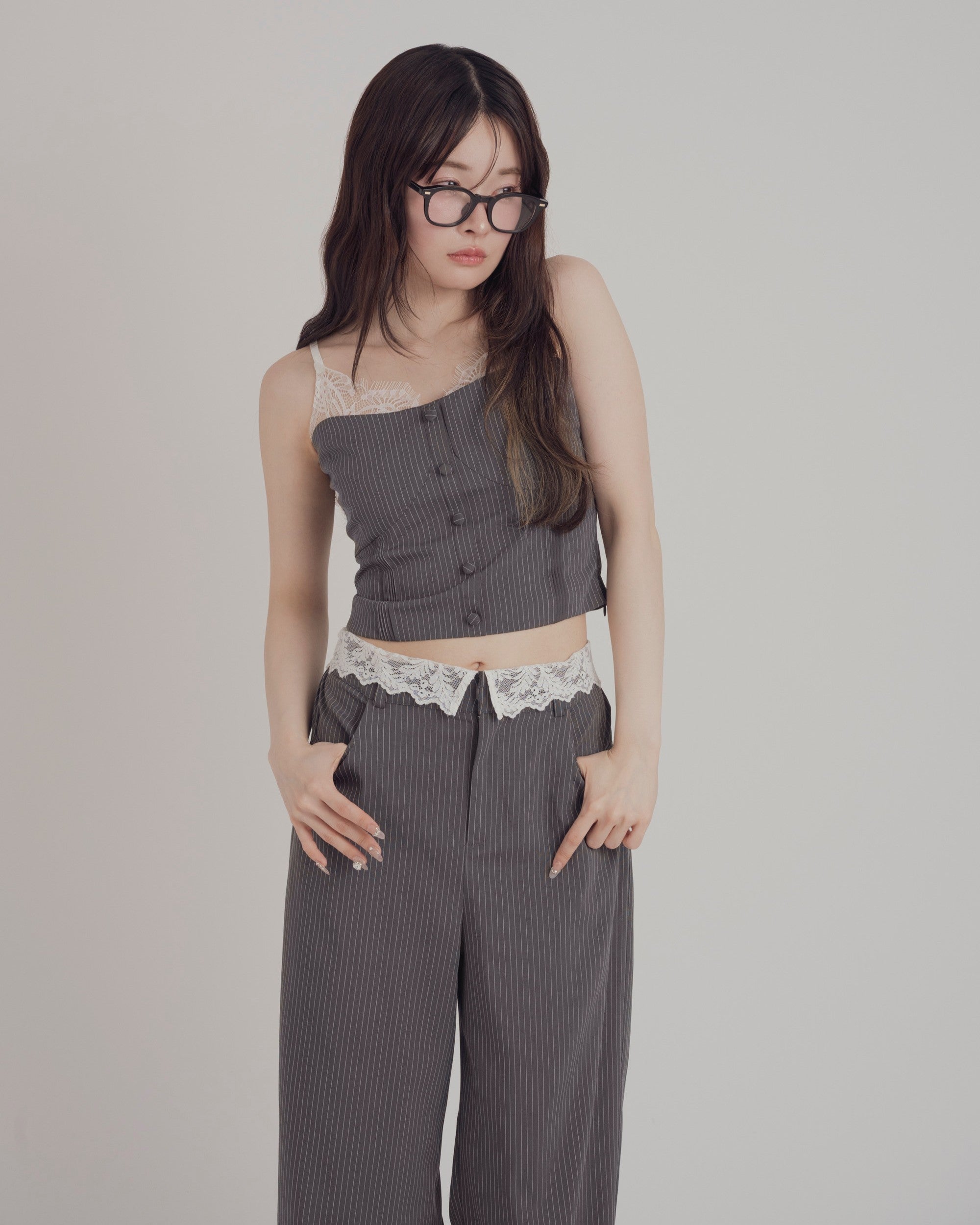 【予約】レースレイヤードキャミソールパンツセットアップ