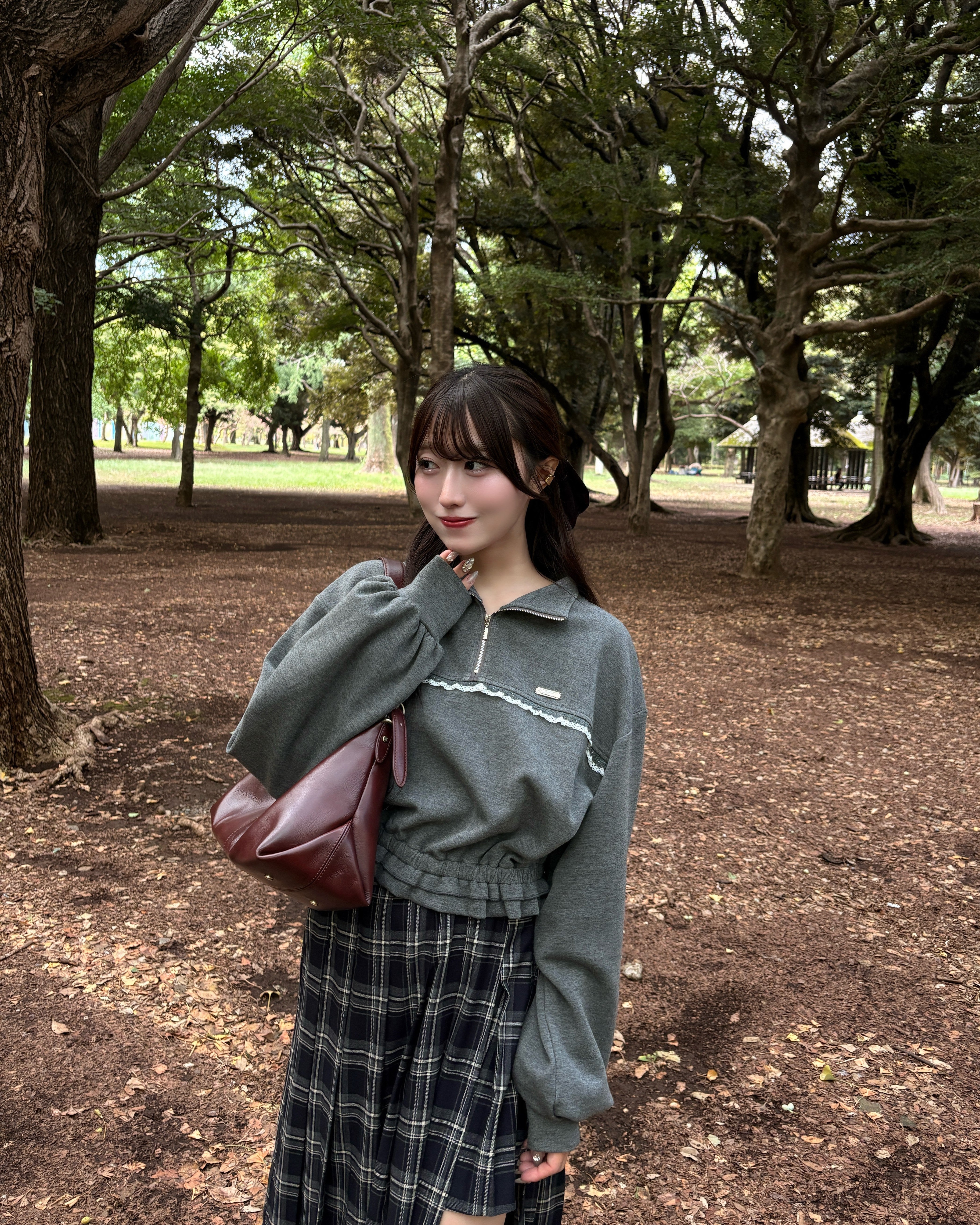 チェックパンツプリーツスカート