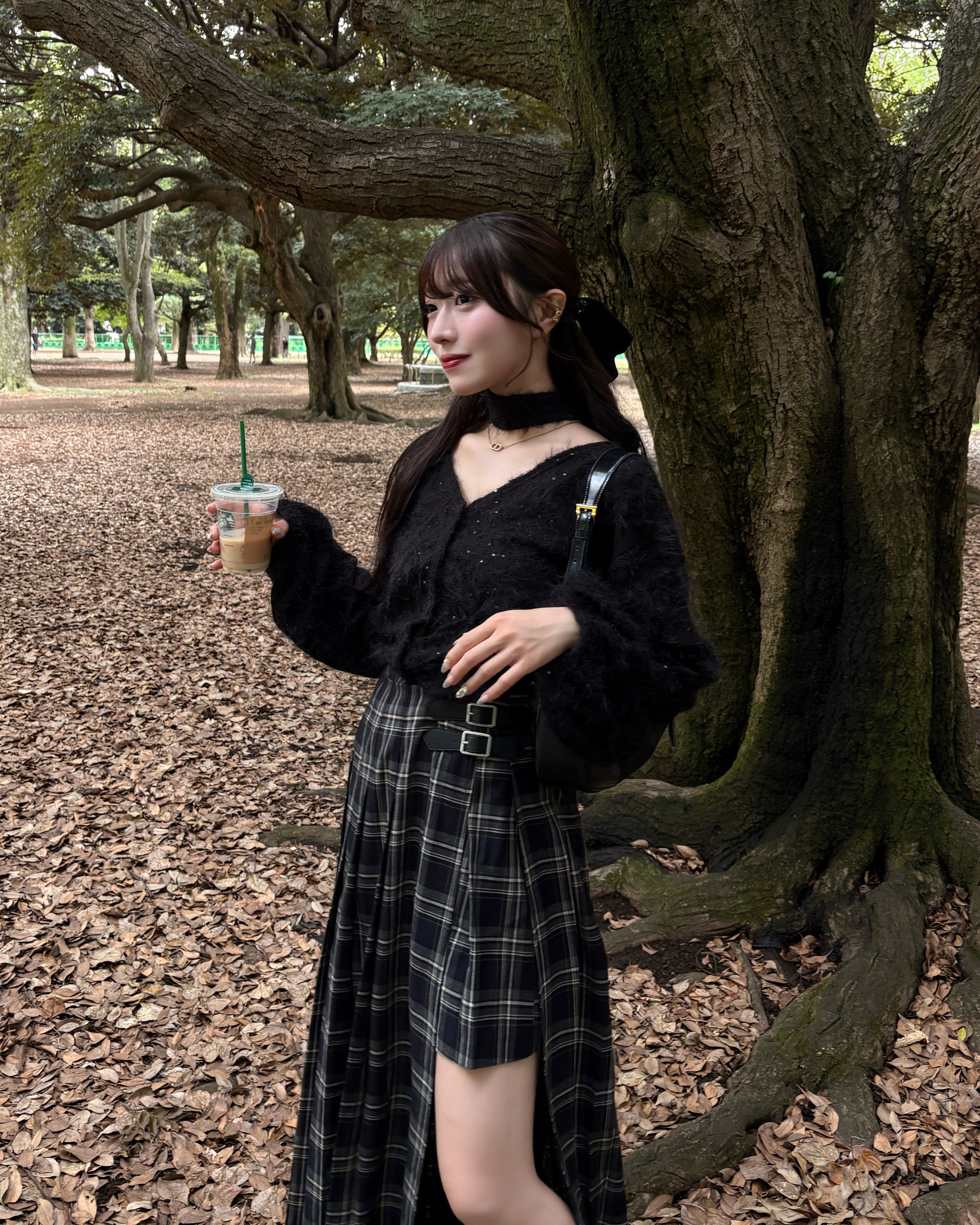 チェックパンツプリーツスカート