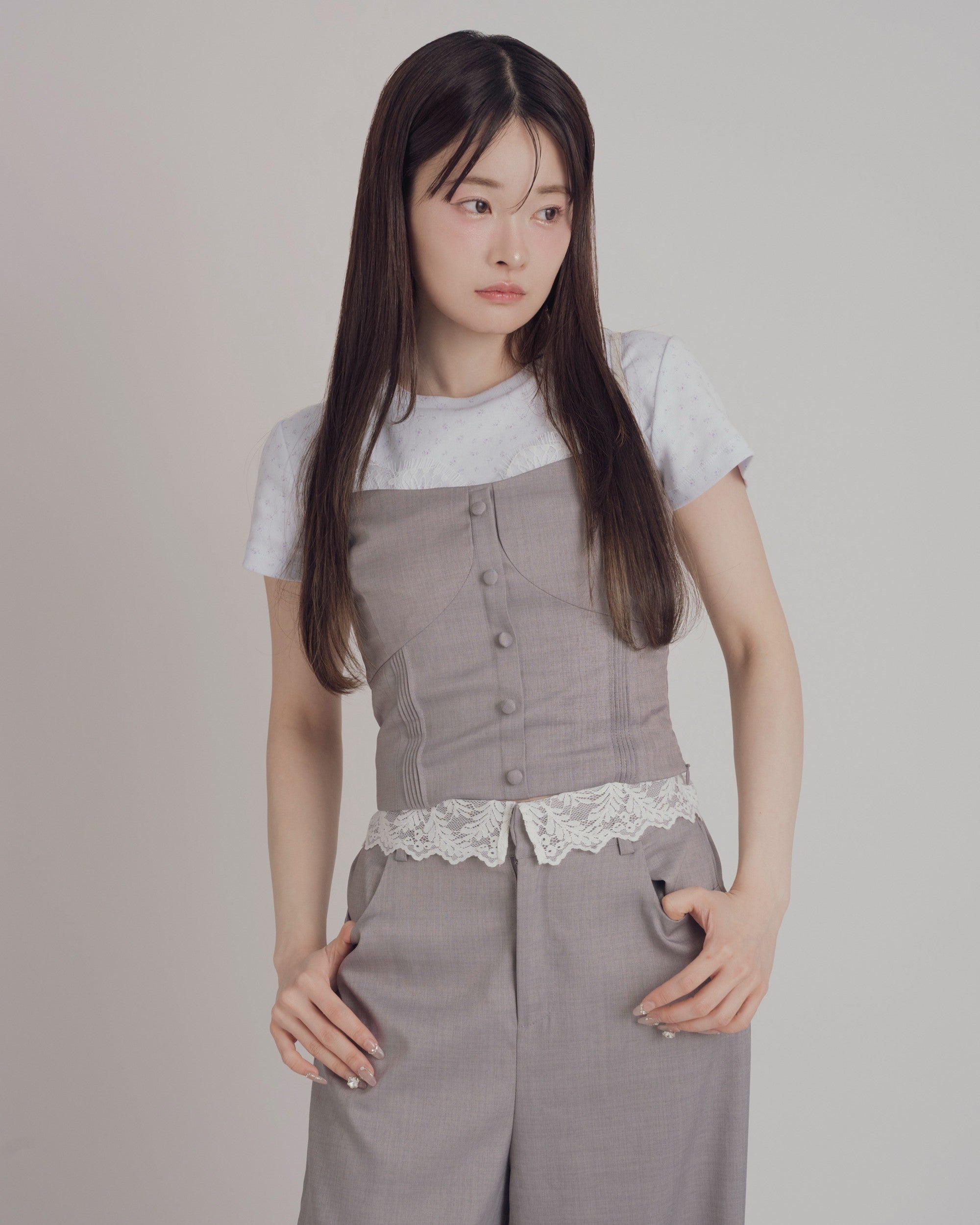 【予約】レースレイヤードキャミソールパンツセットアップ