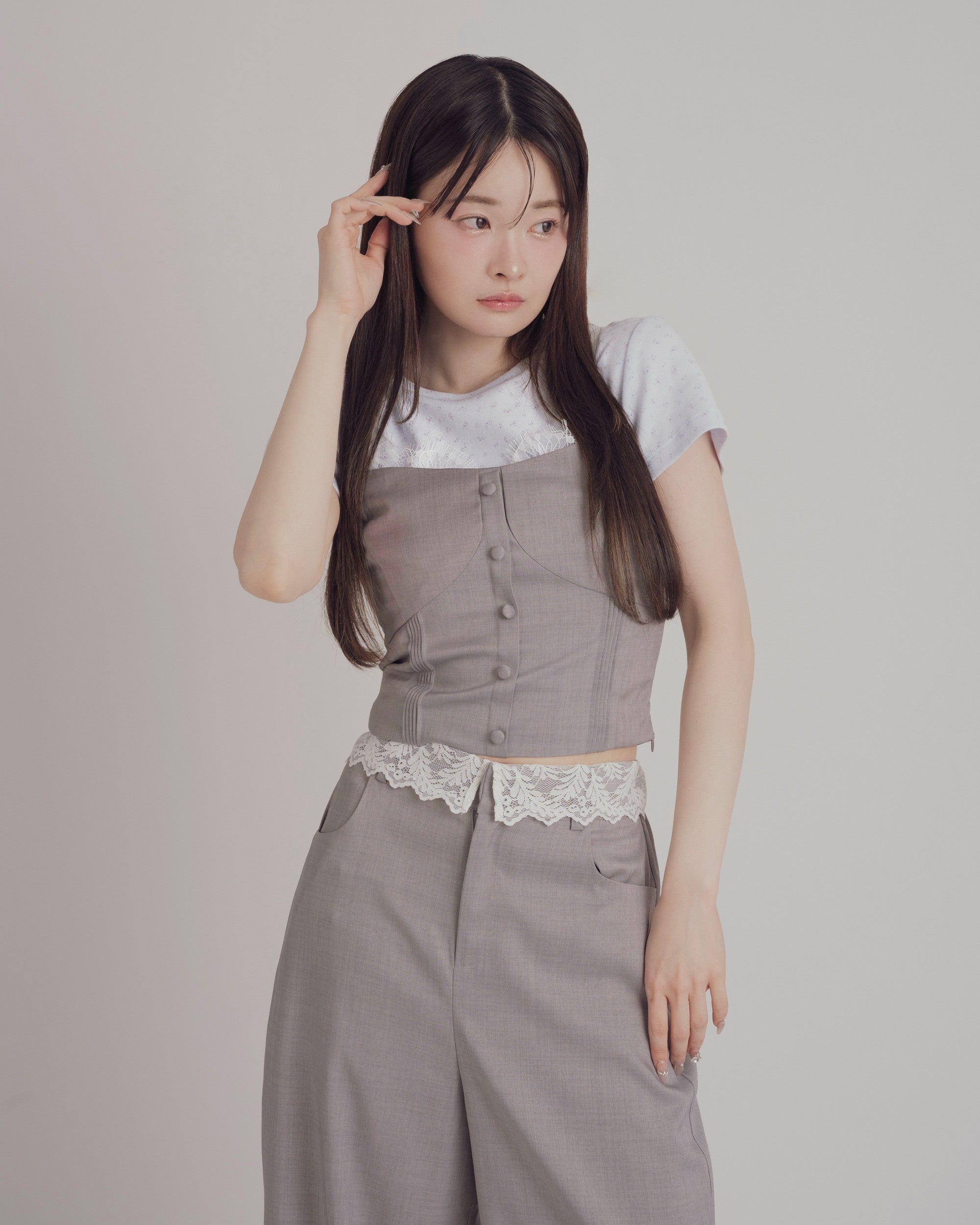 【予約】レースレイヤードキャミソールパンツセットアップ