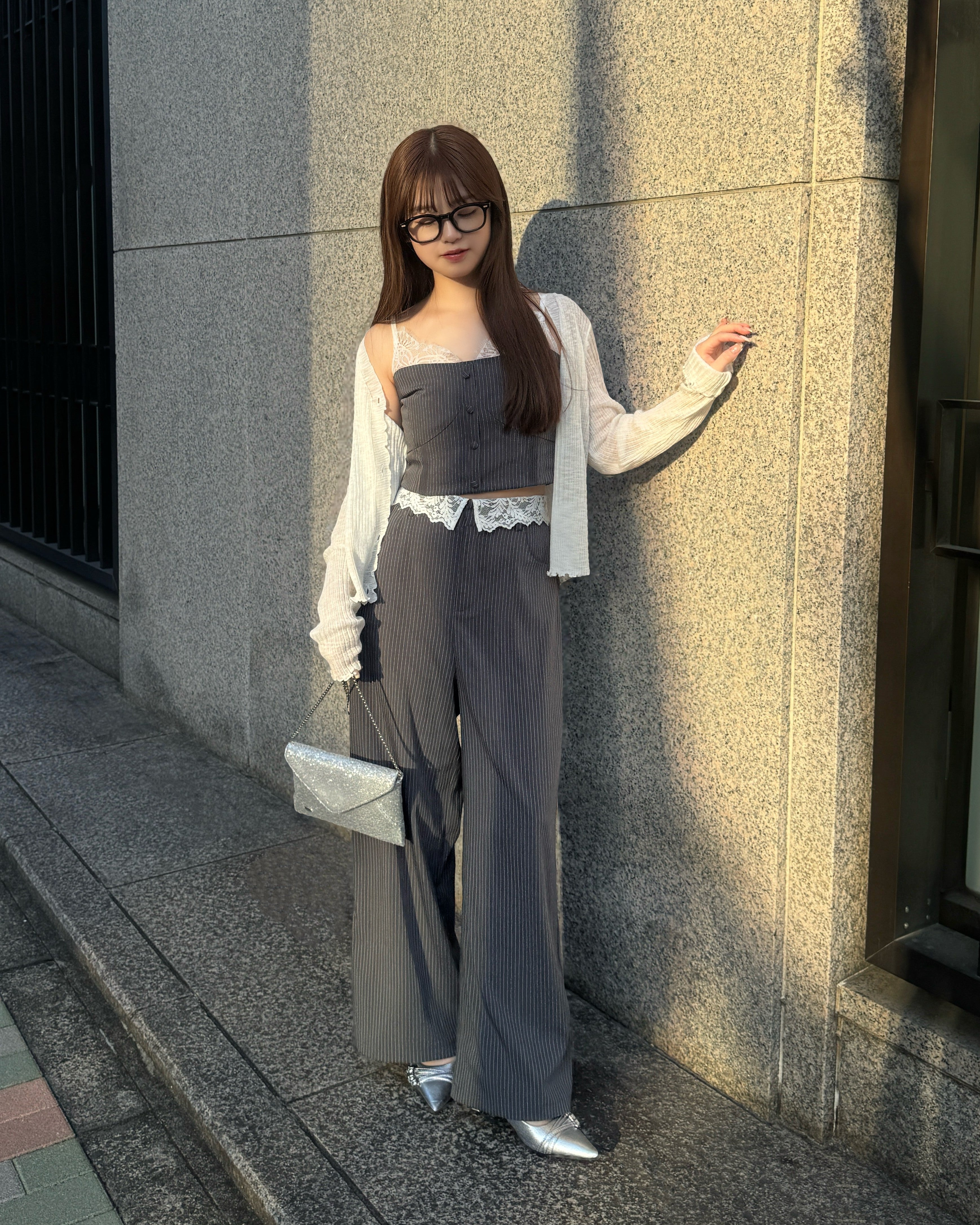 【予約】レースレイヤードキャミソールパンツセットアップ