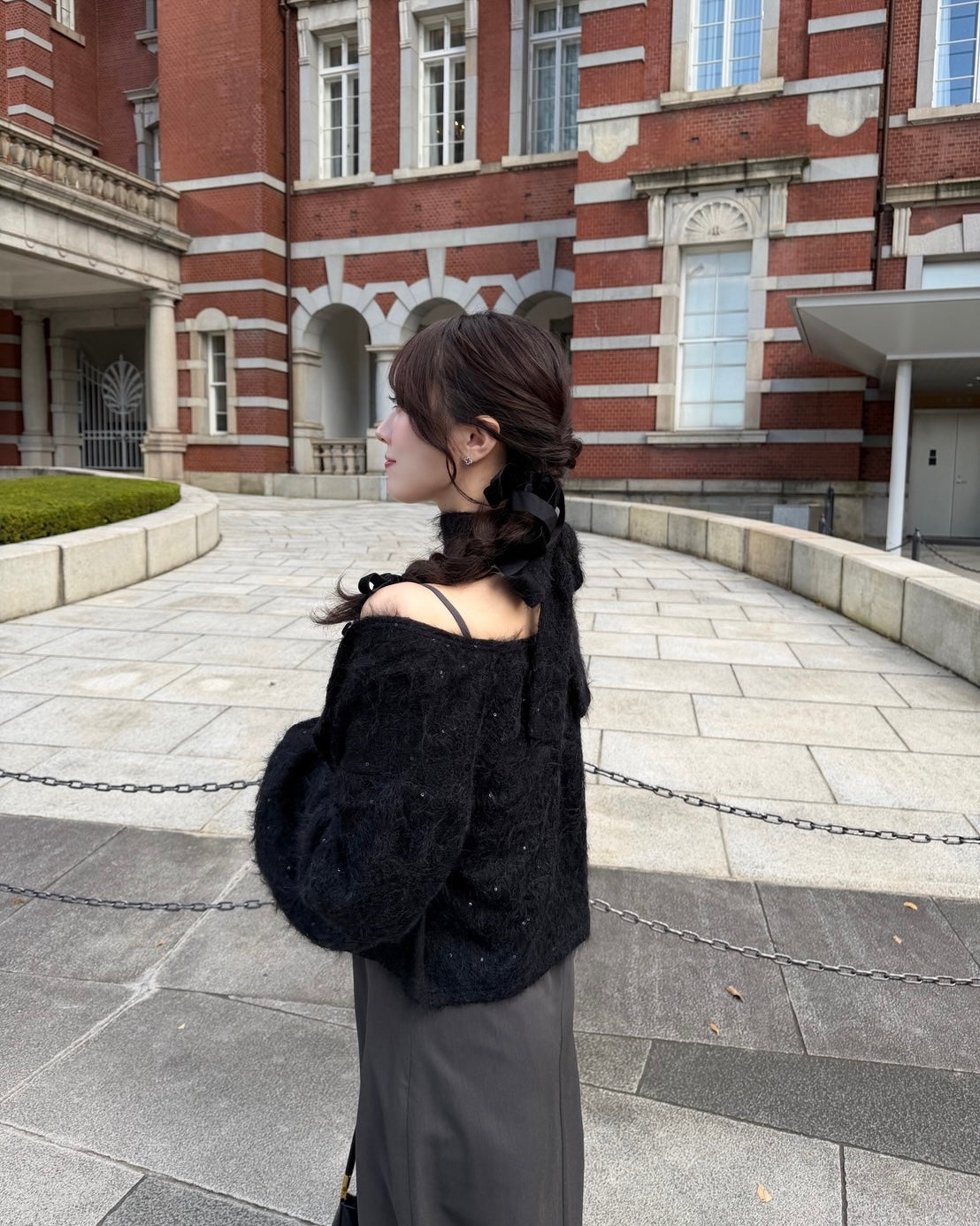 褶边金银丝薄纱场合连衣裙