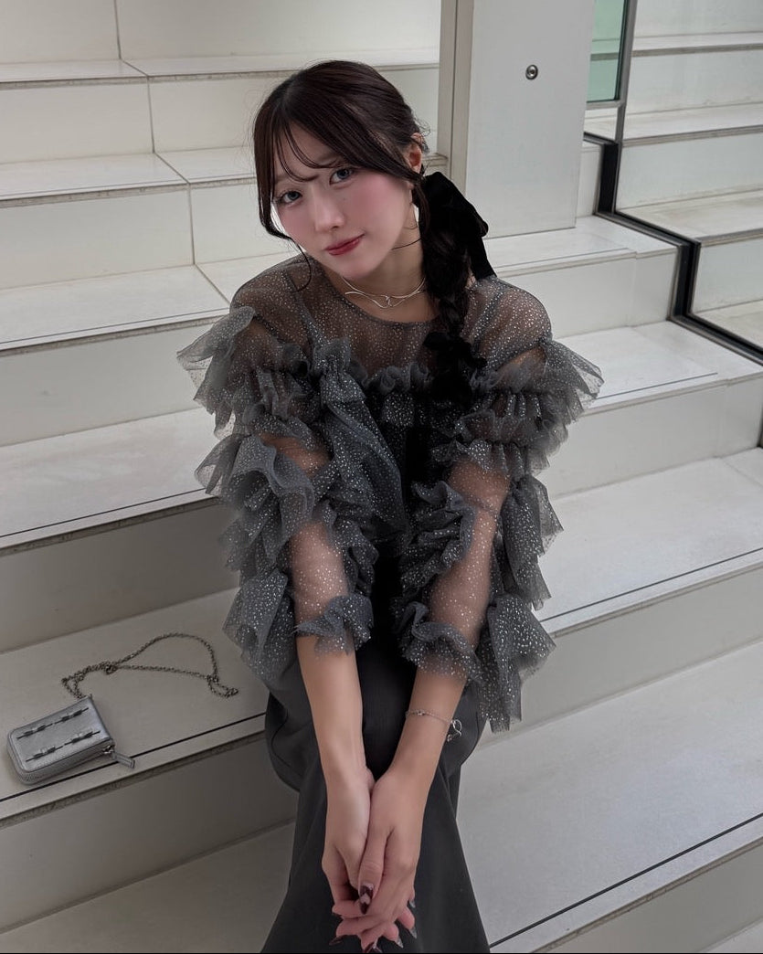 【予約】フリルラメチュールオケージョンワンピース