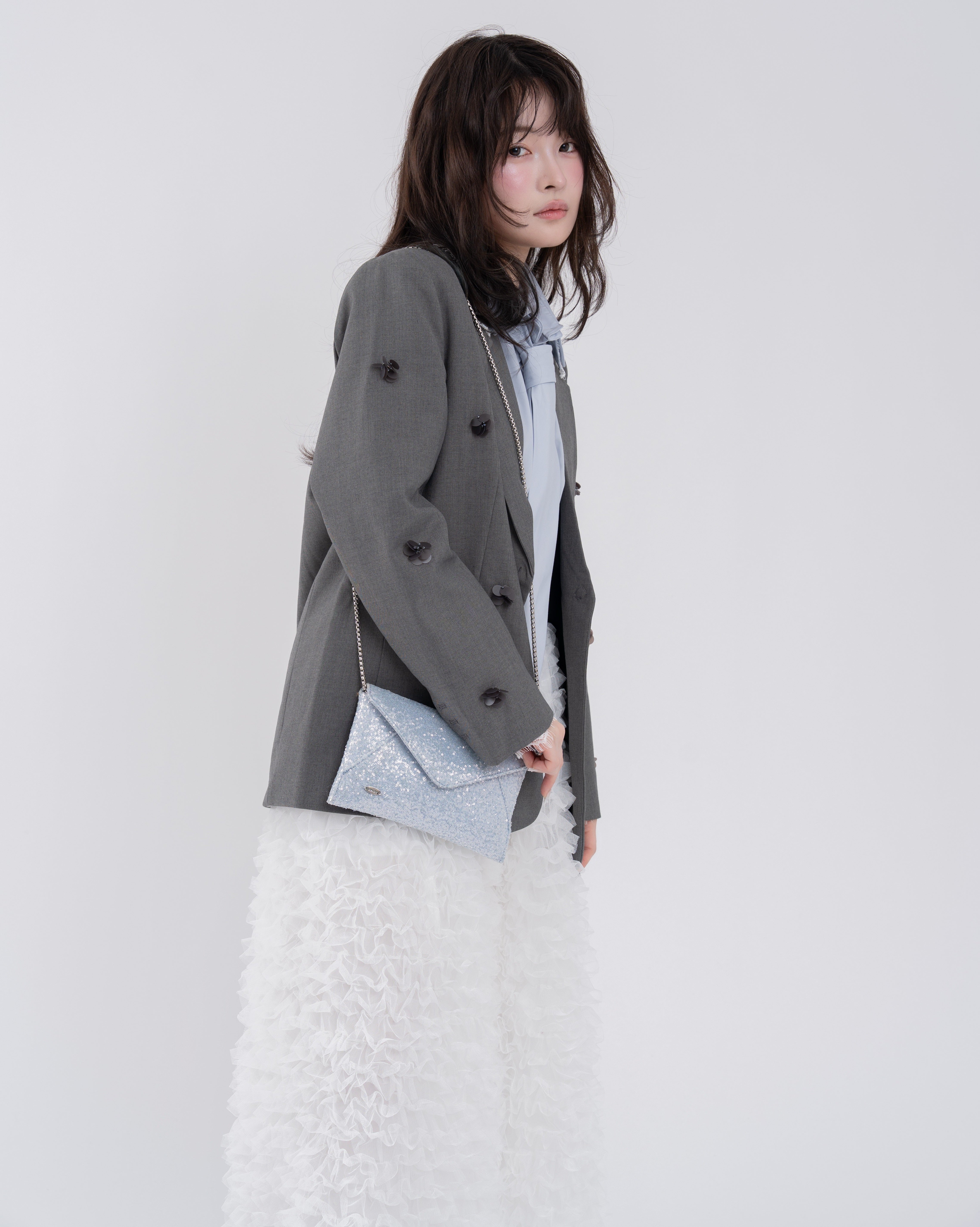 ボリュームフリルチュールスカート