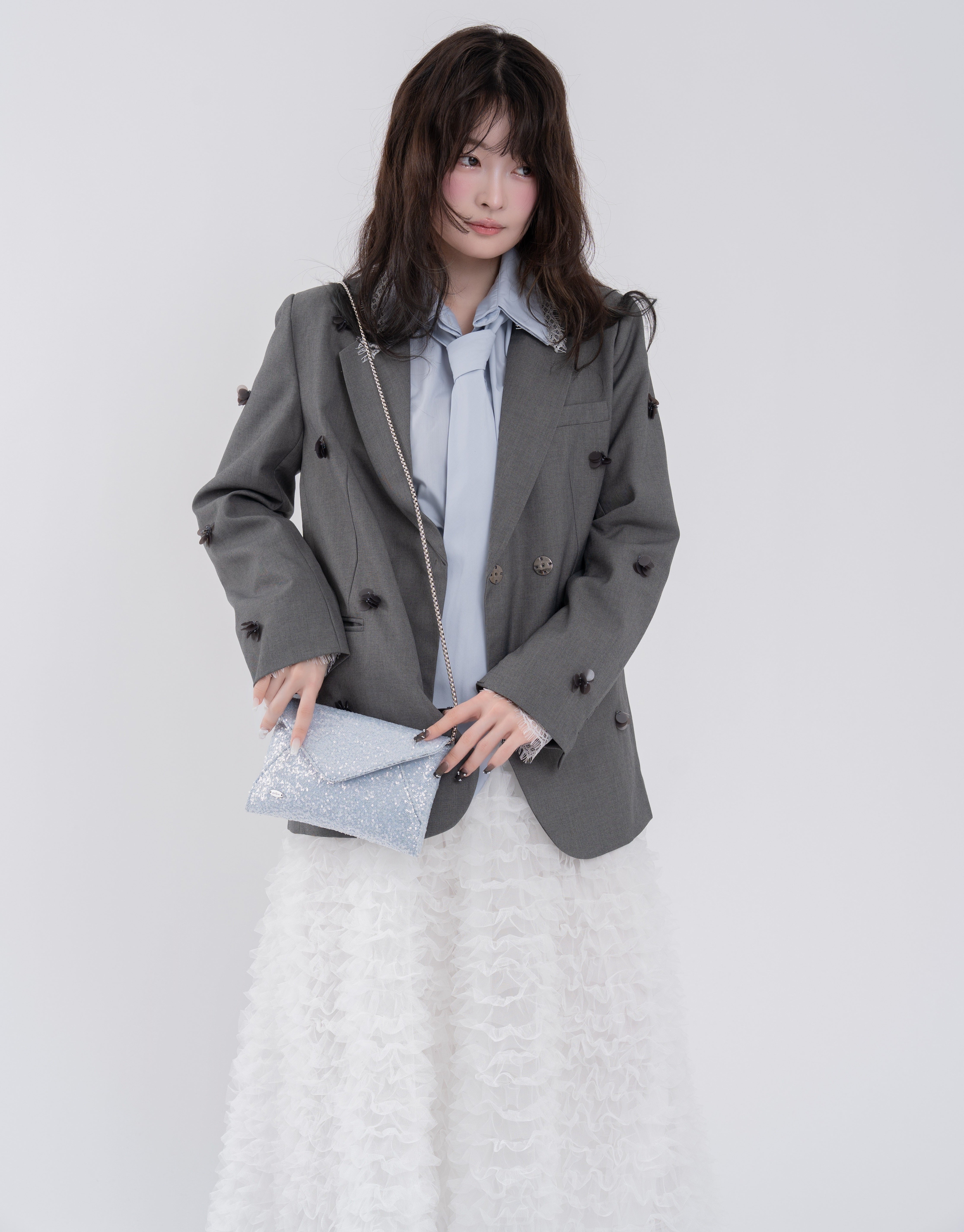 ボリュームフリルチュールスカート