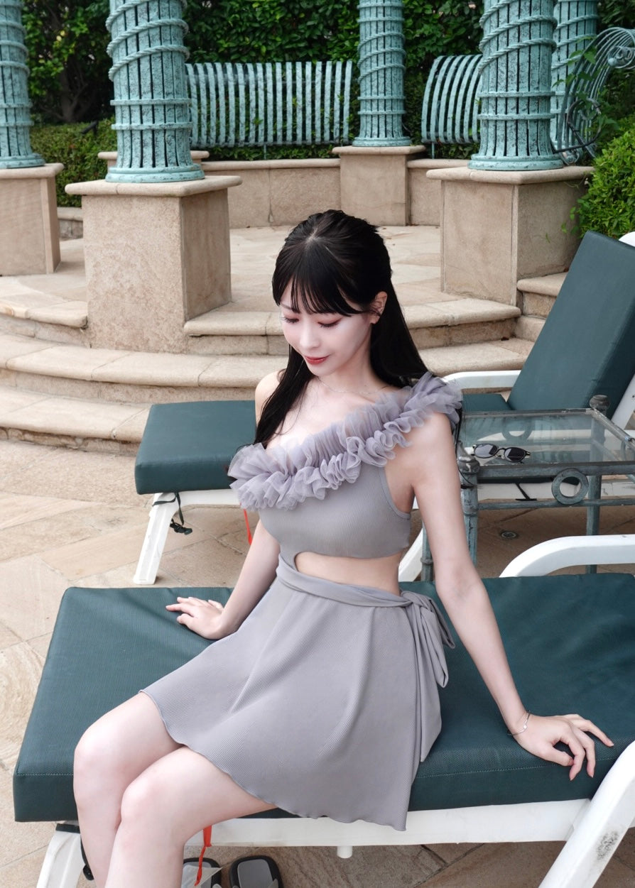Tulle One Shoulder Swimwear