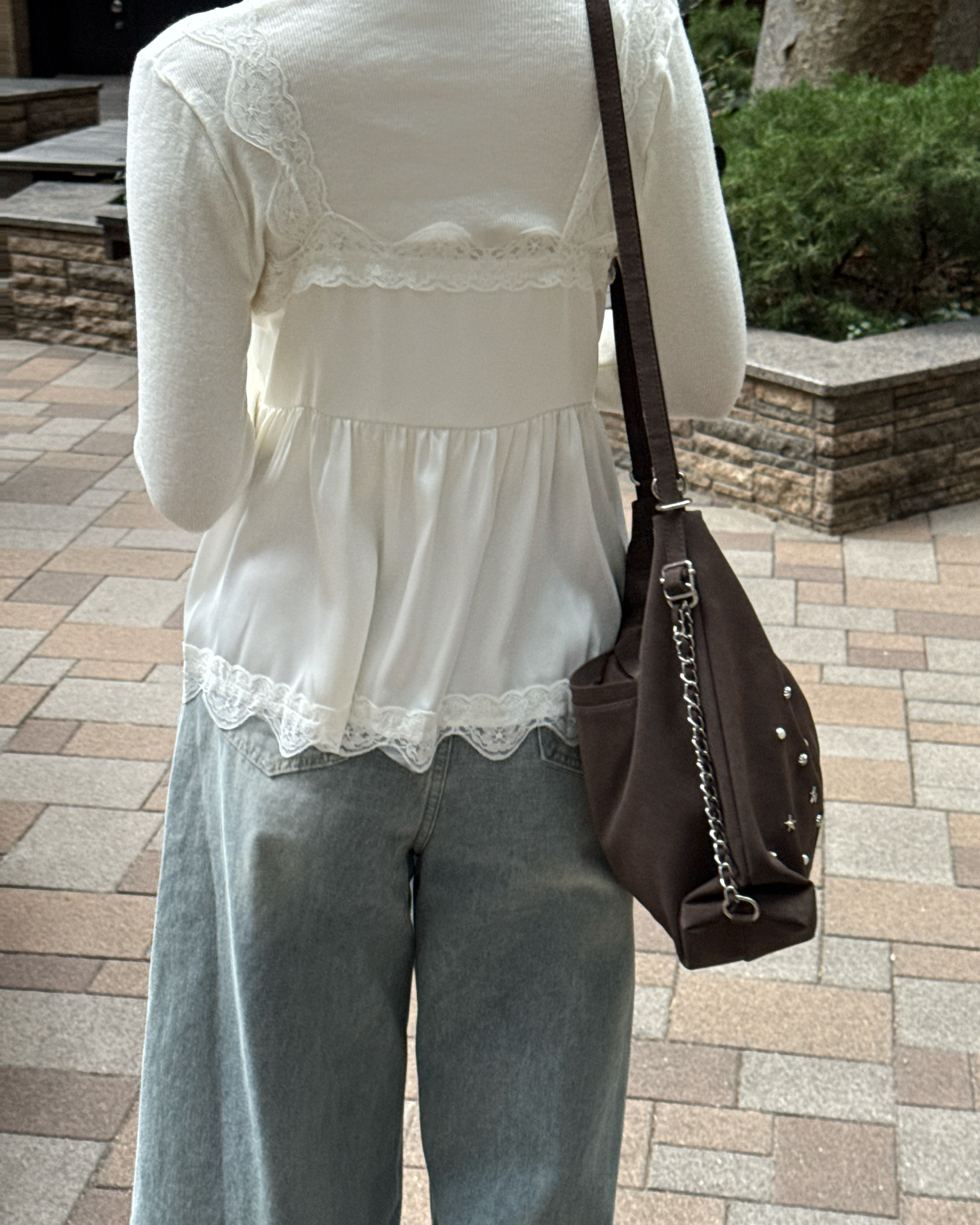 サテンレースキャミトップス