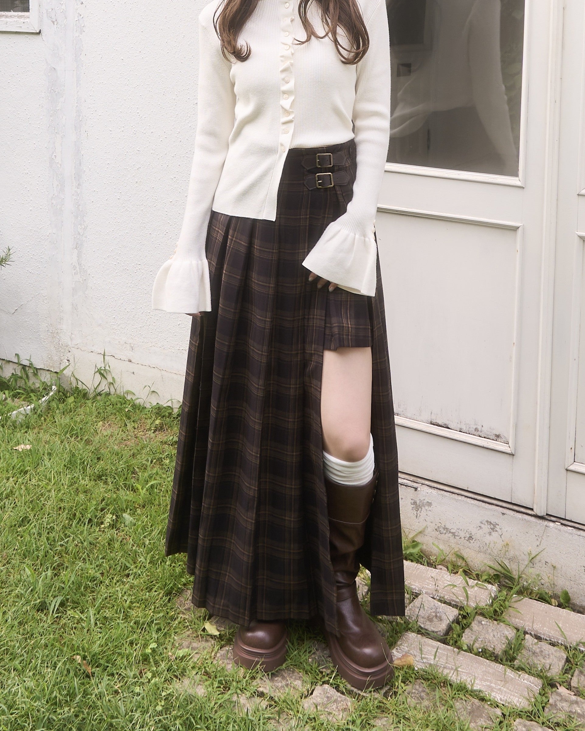 チェックパンツプリーツスカート