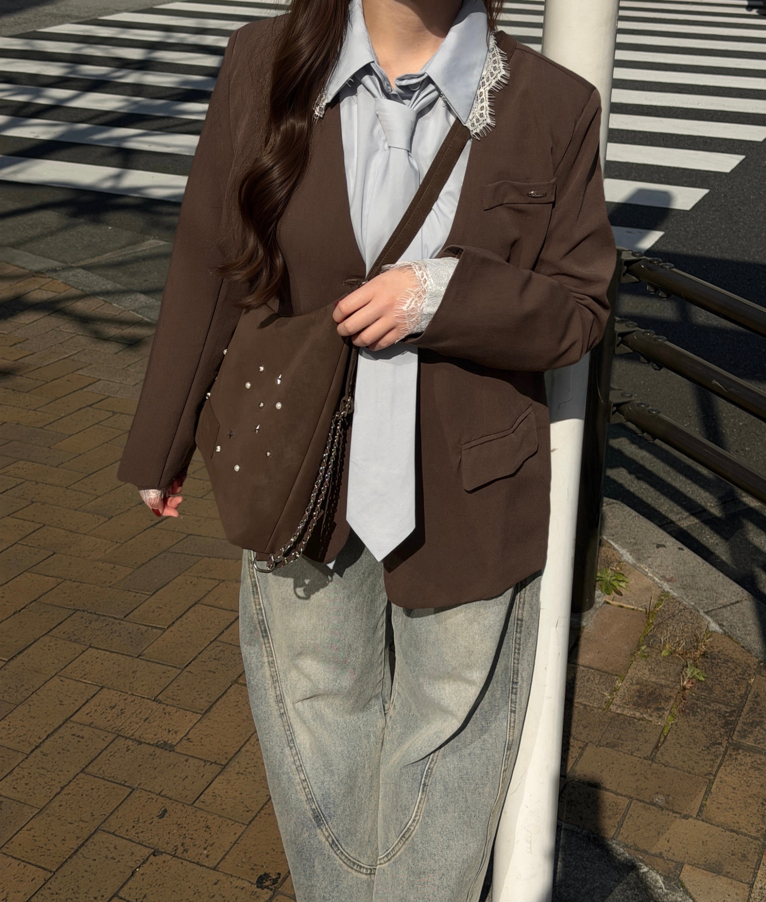 【予約】ネクタイセットレースドッキングシャツ