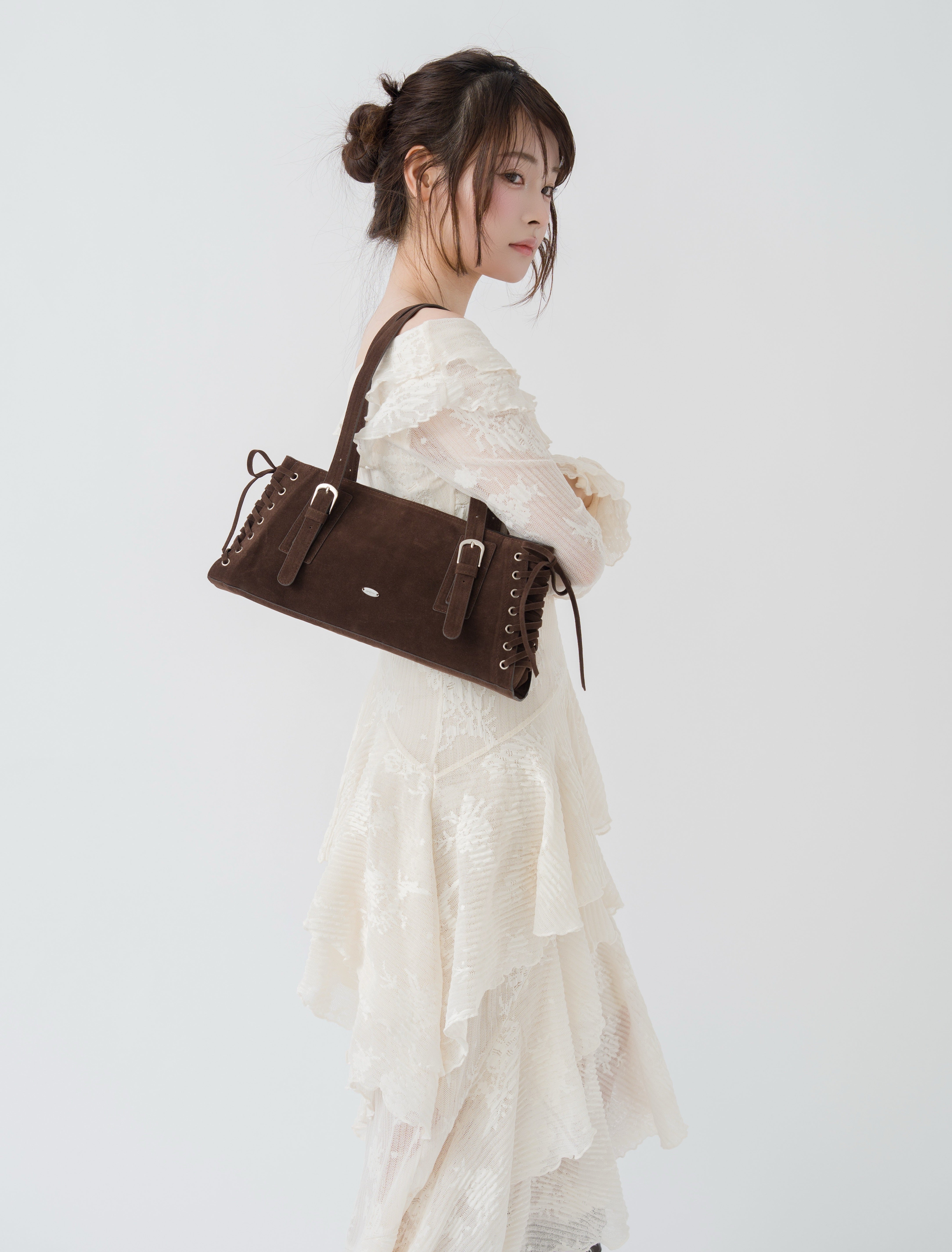 3wayアシンメトリーフリルレースワンピース