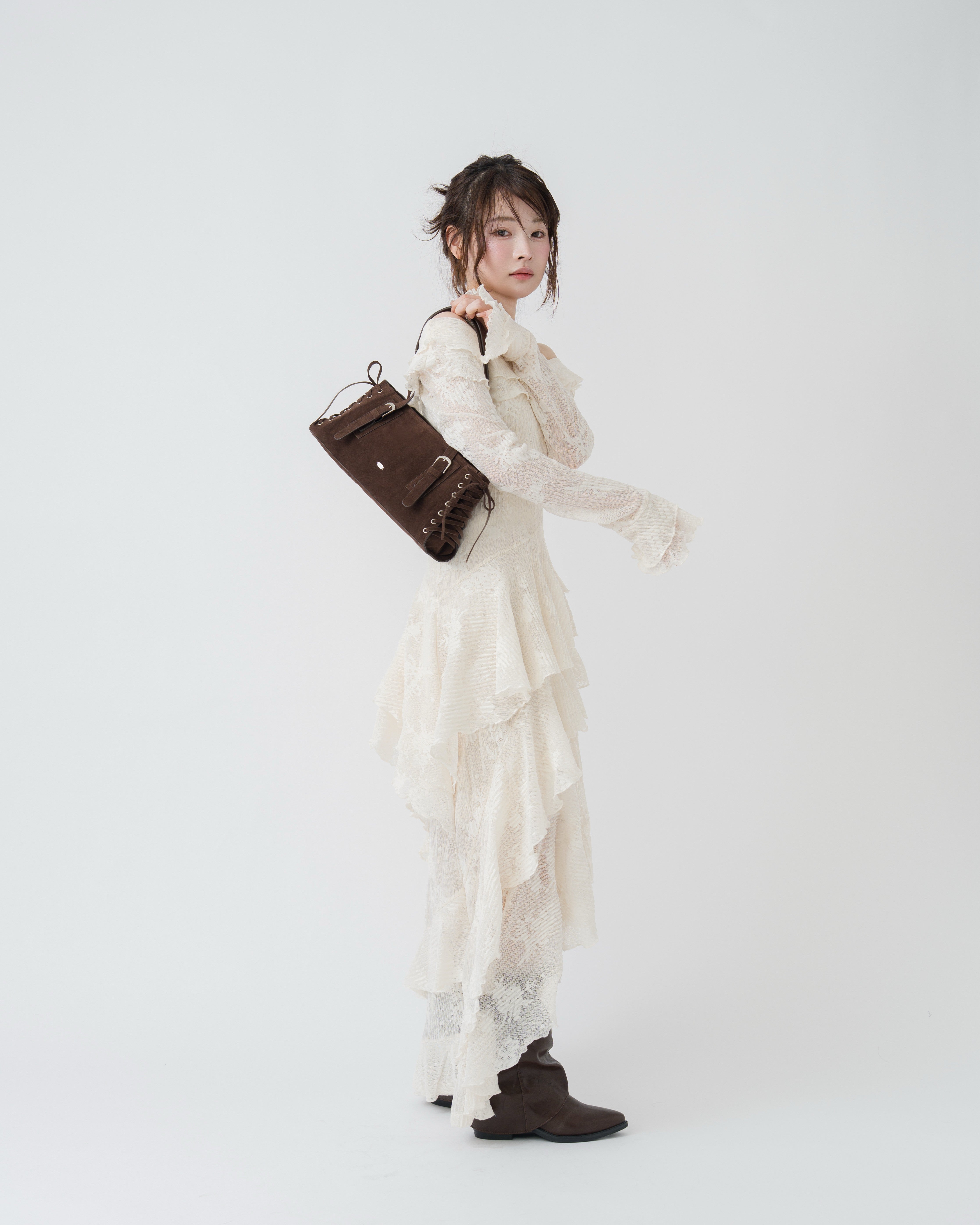 【予約】レースアップスウェードライクスクエアバッグ