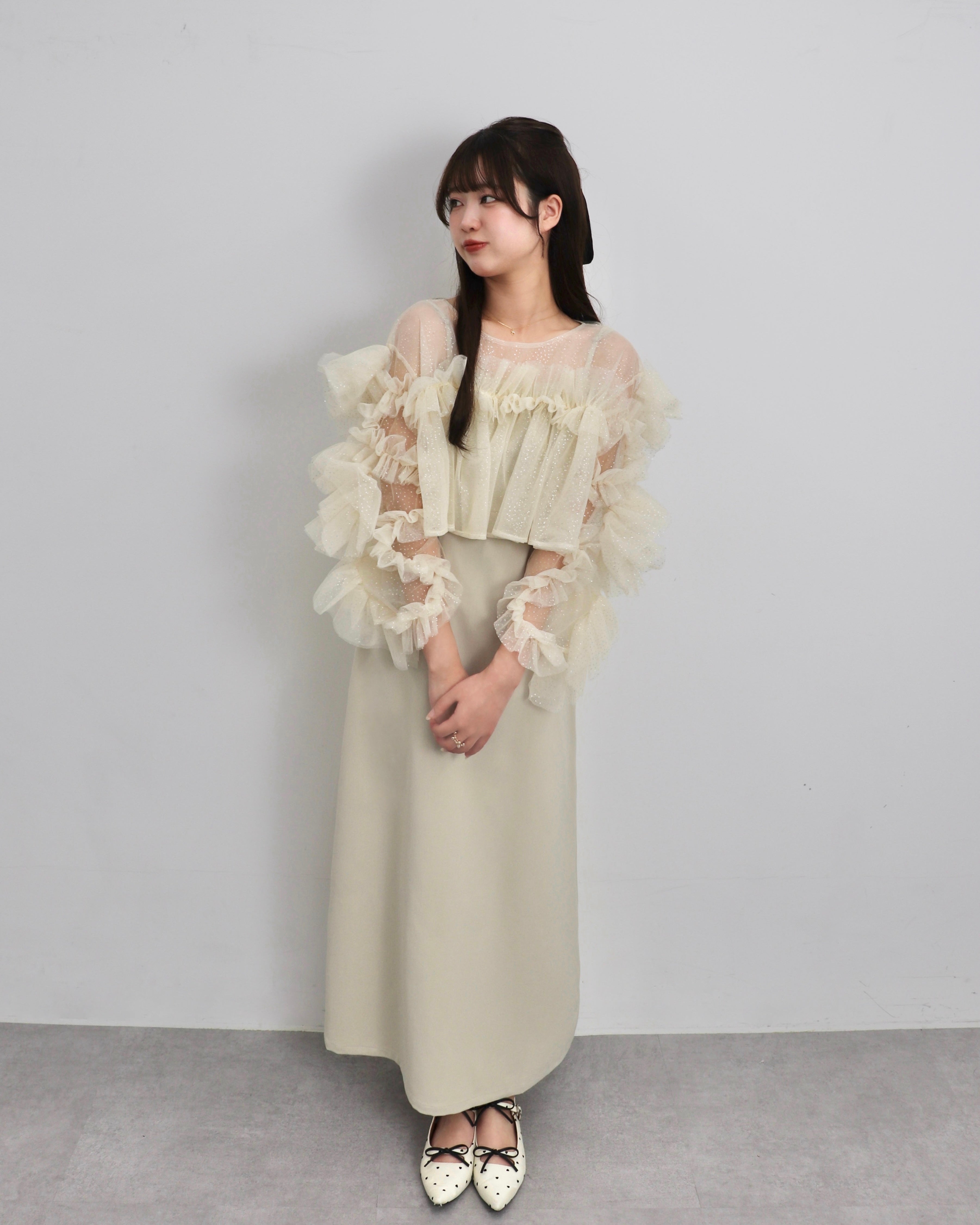 【予約】フリルラメチュールオケージョンワンピース