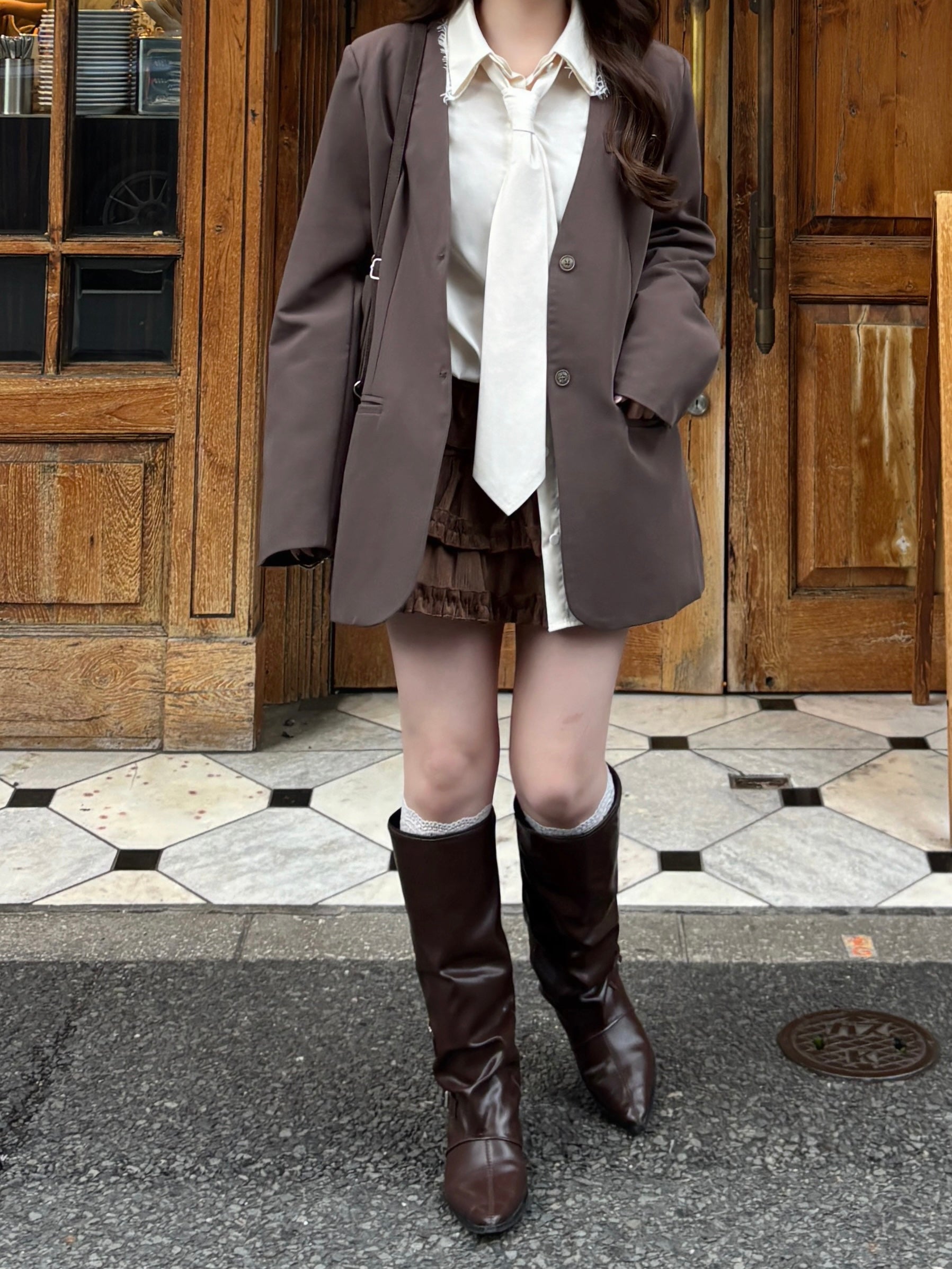 【予約】ネクタイセットレースドッキングシャツ