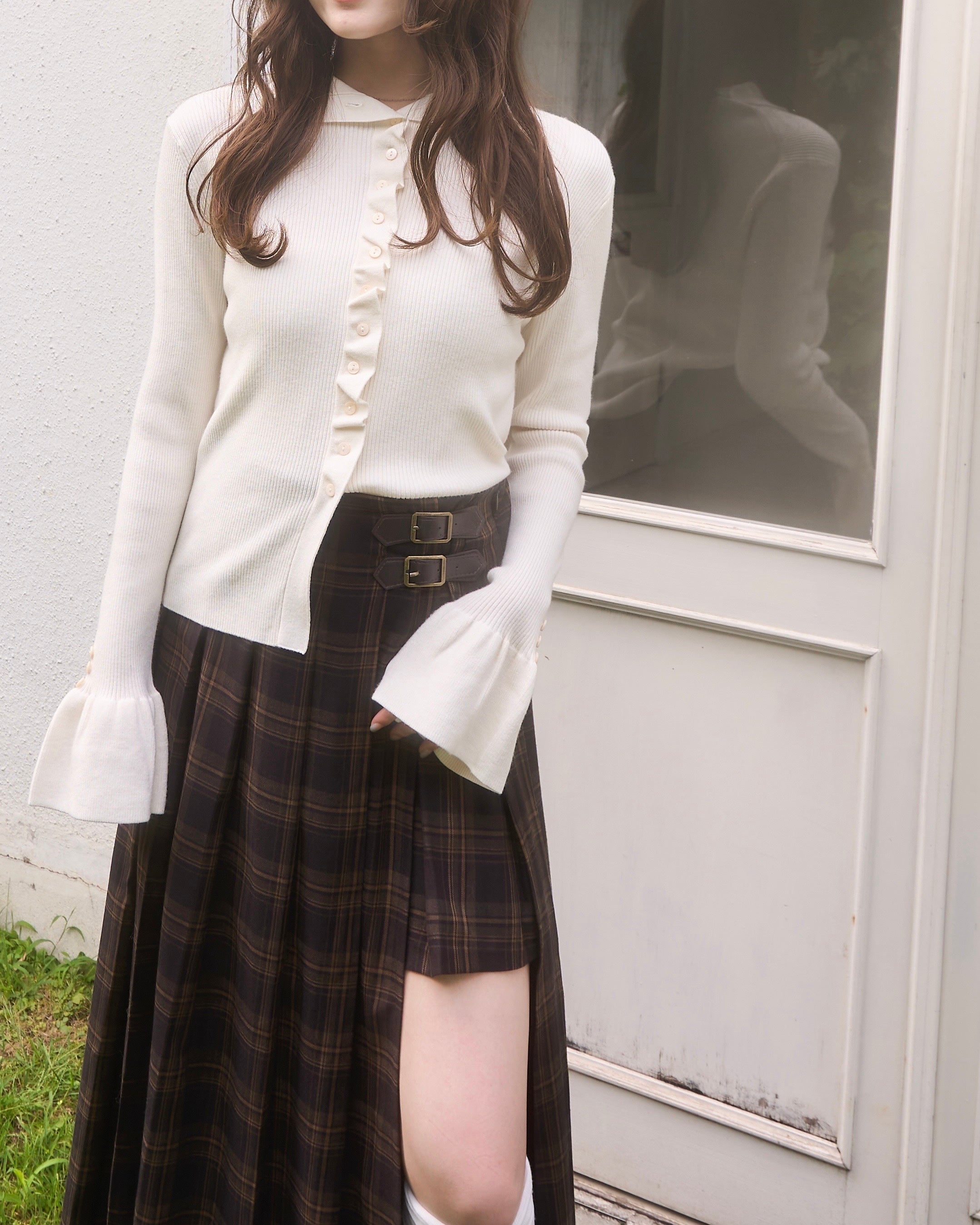 チェックパンツプリーツスカート