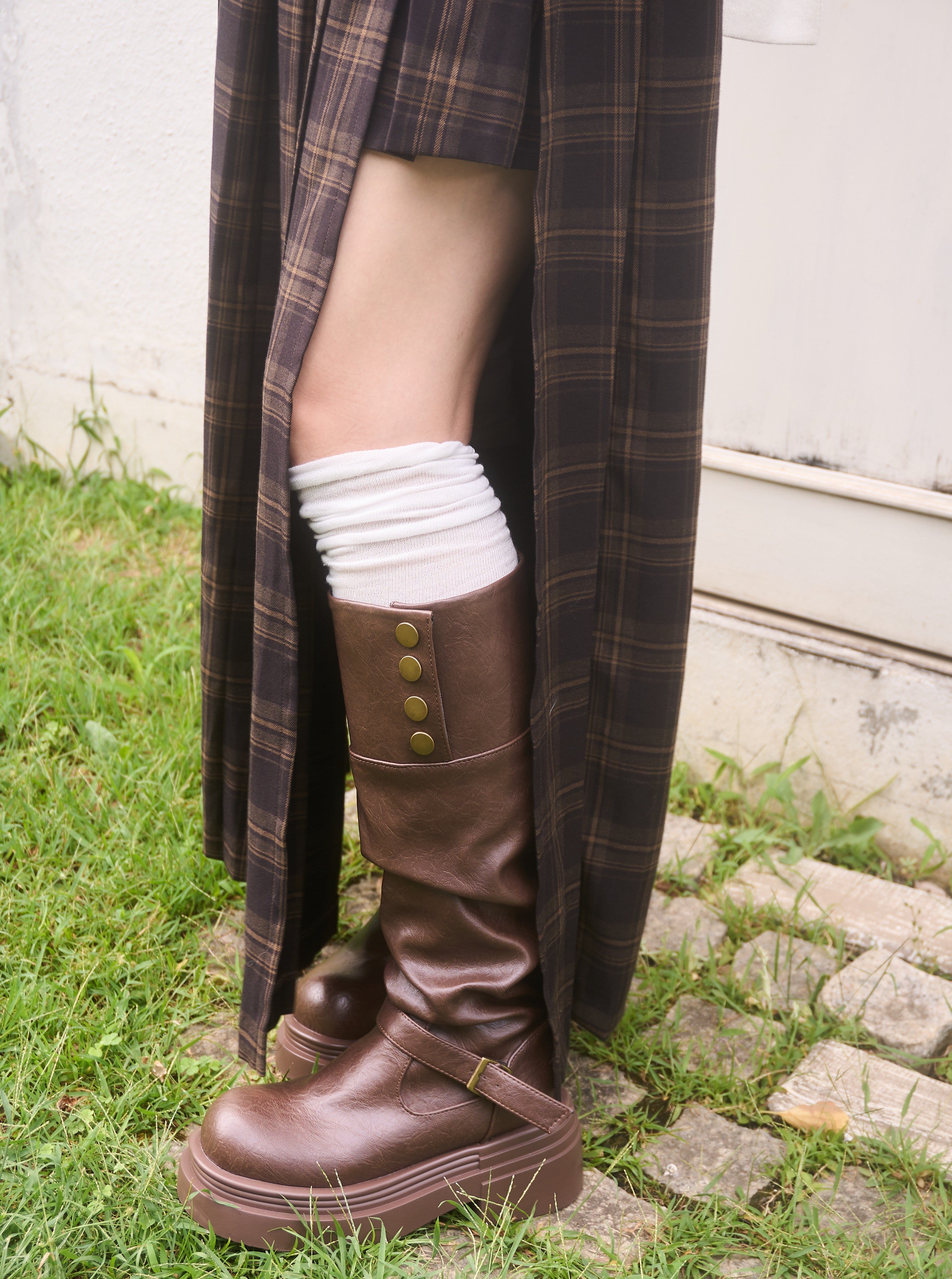 チェックパンツプリーツスカート