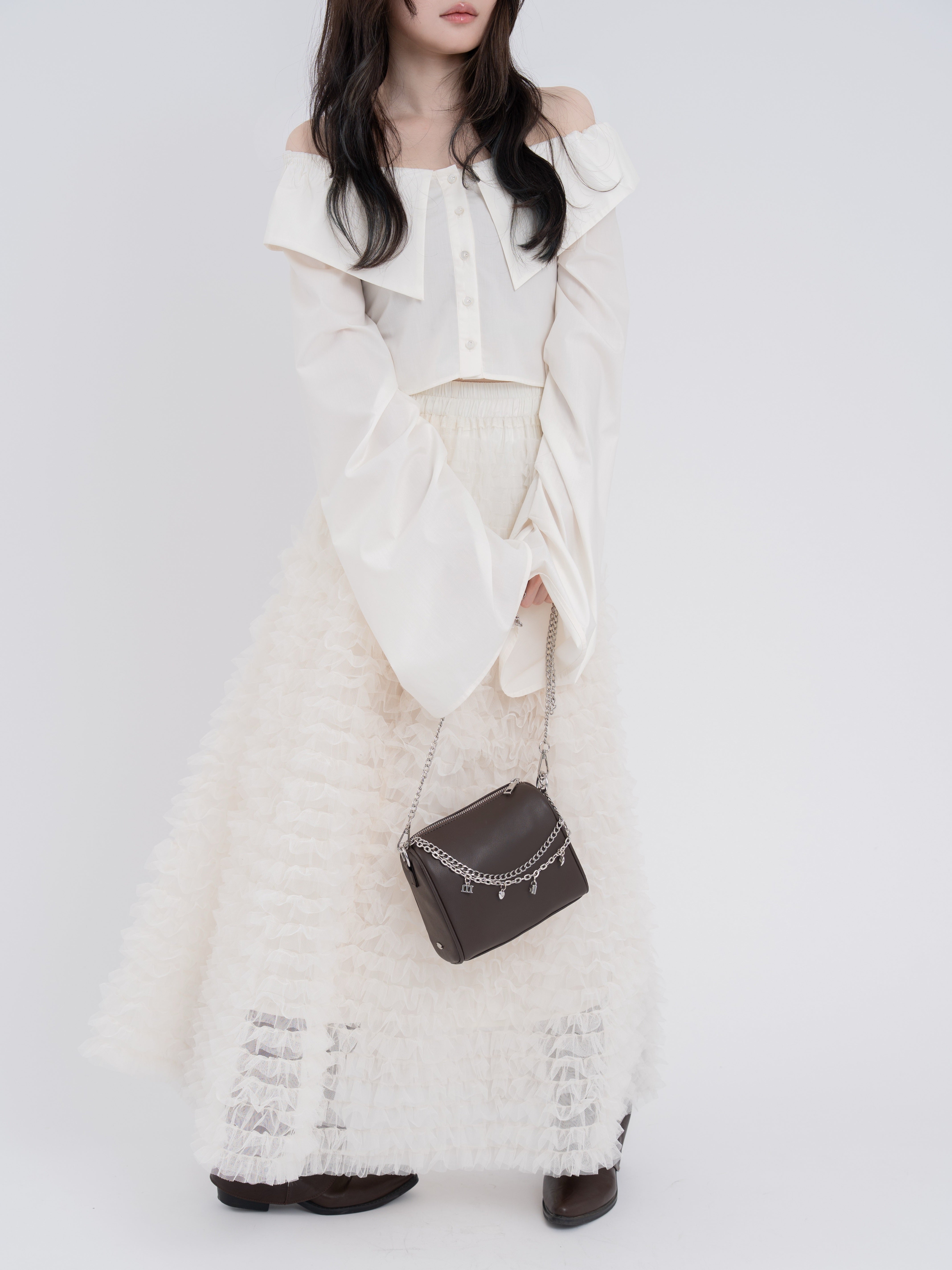 2wayオフショルギャザースリーブブラウス