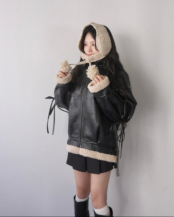 ケーブルニットイヤーマフ