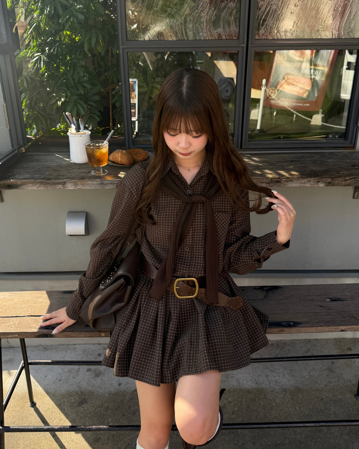 チェックシャツワンピースセット