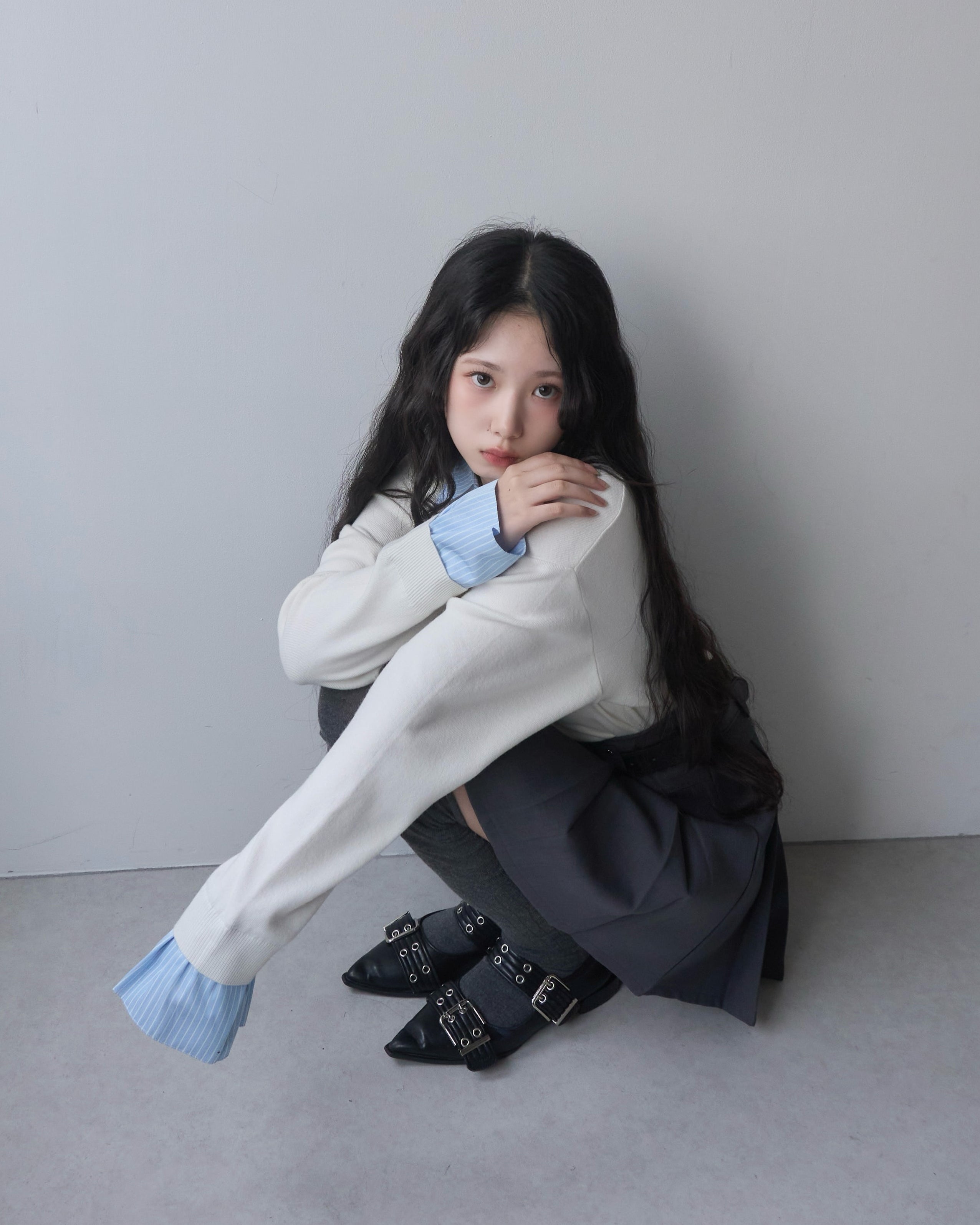 シャツレイヤードライクニット