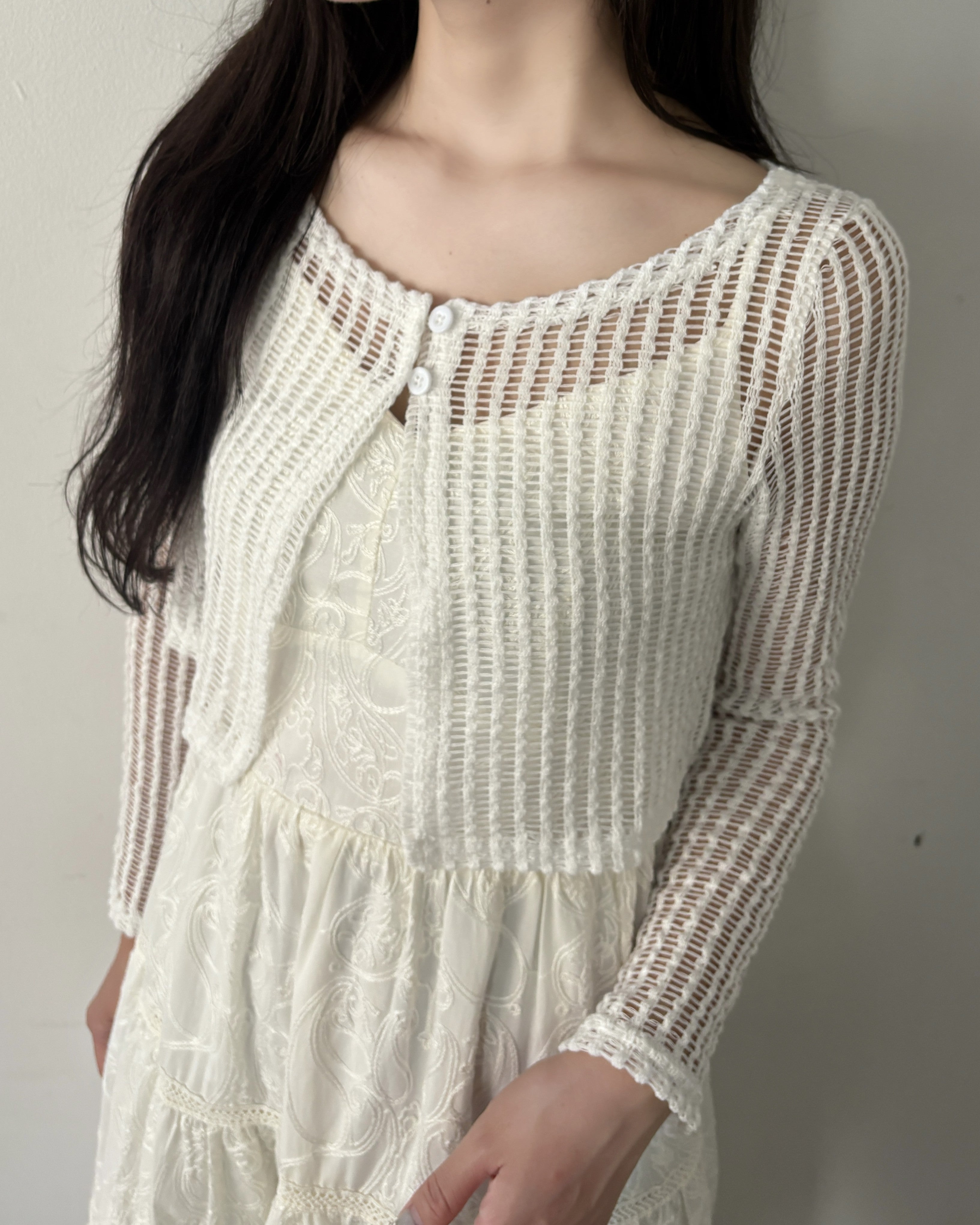 Mesh cropped cardigan