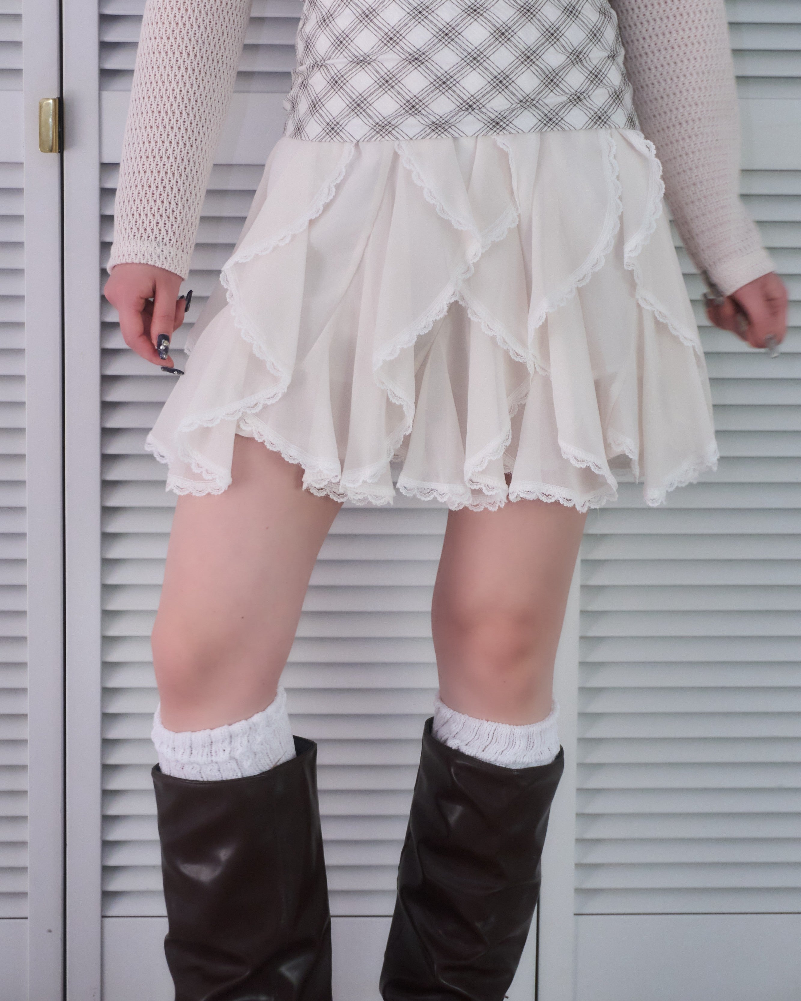 ランダムフリルレースミニスカート