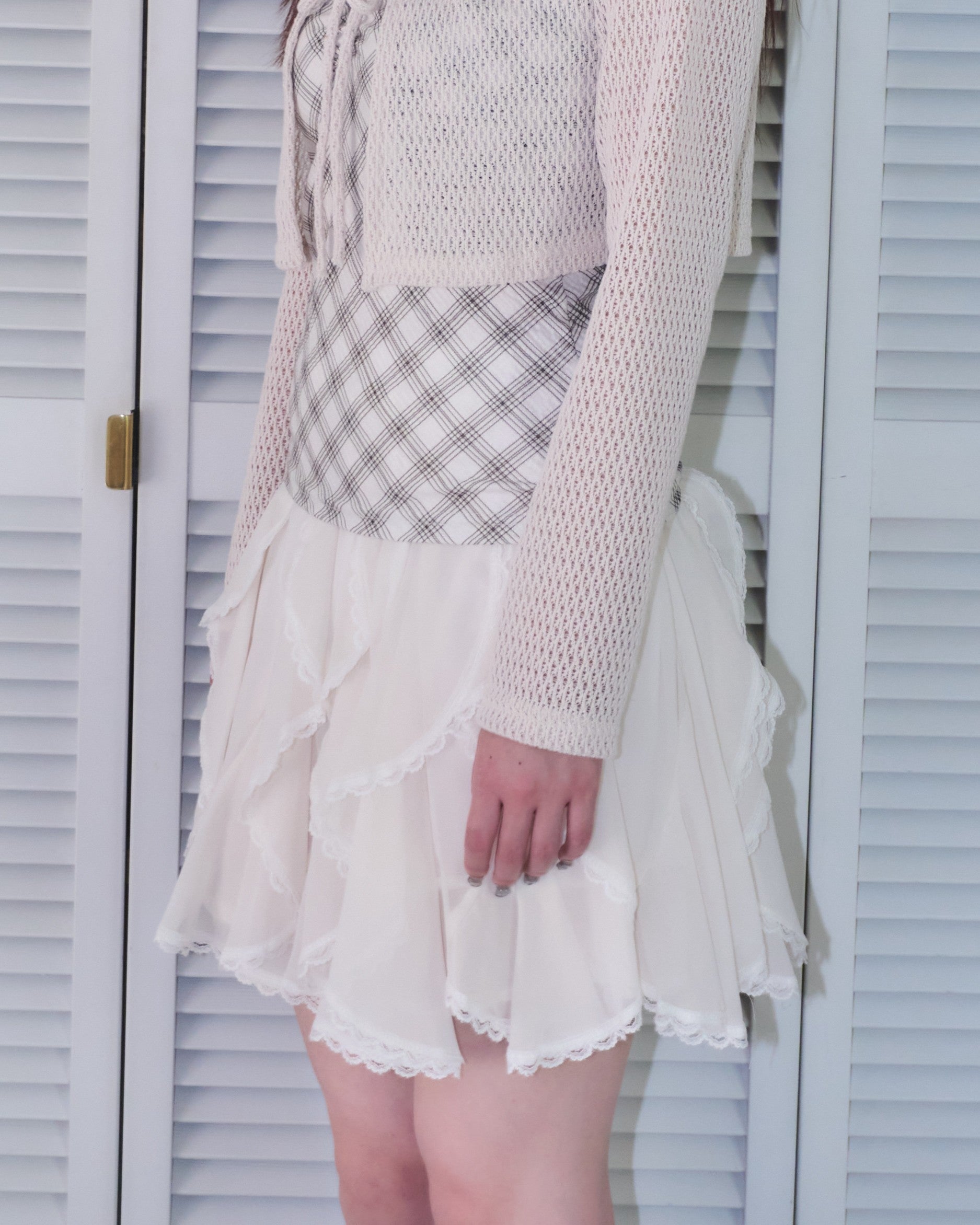 Random Ruffle Lace Mini Skirt