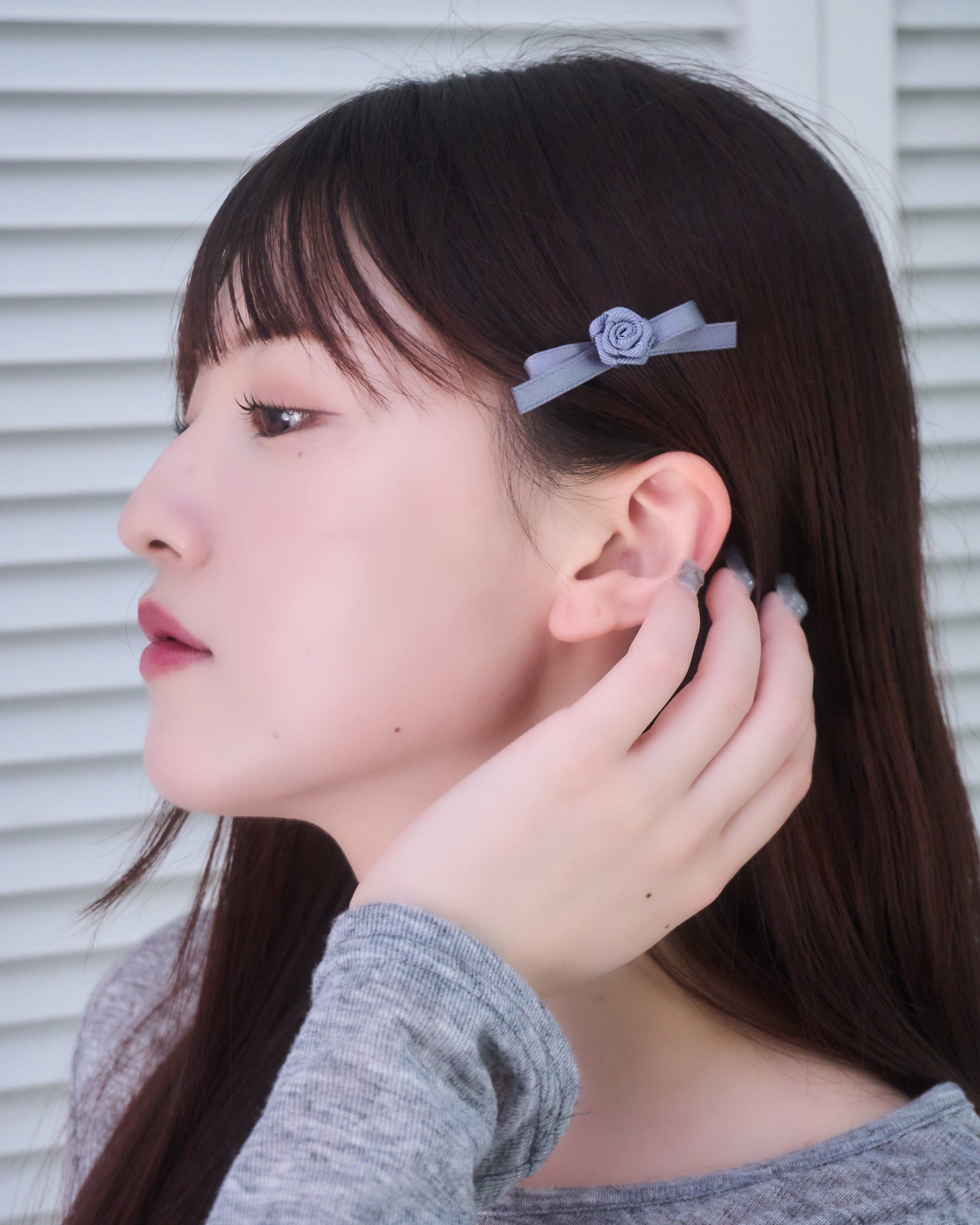 ローズリボンヘアクリップ /左