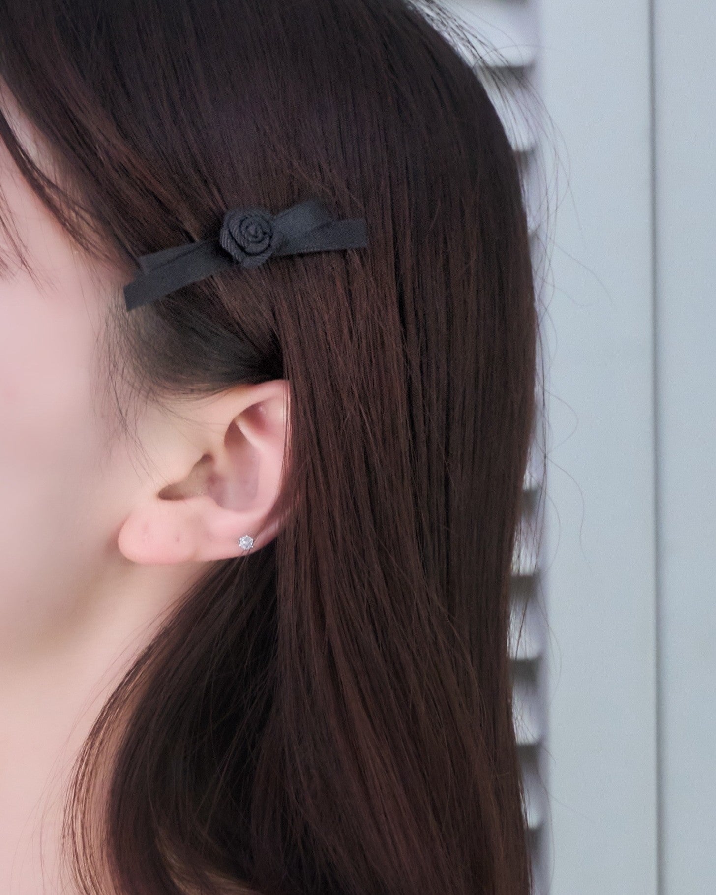 ローズリボンヘアクリップ /左