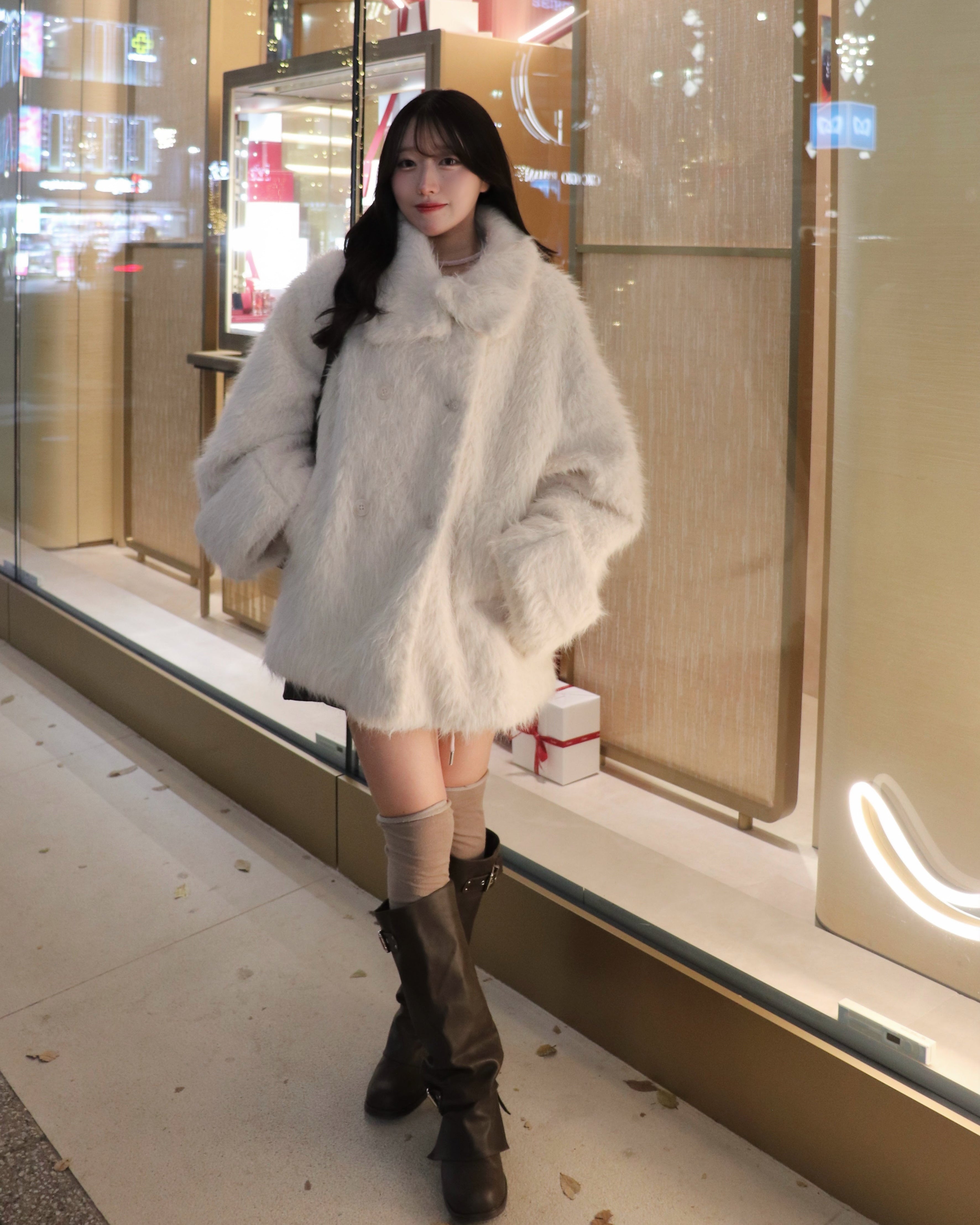 3wayスタンドカラーシャギーコート