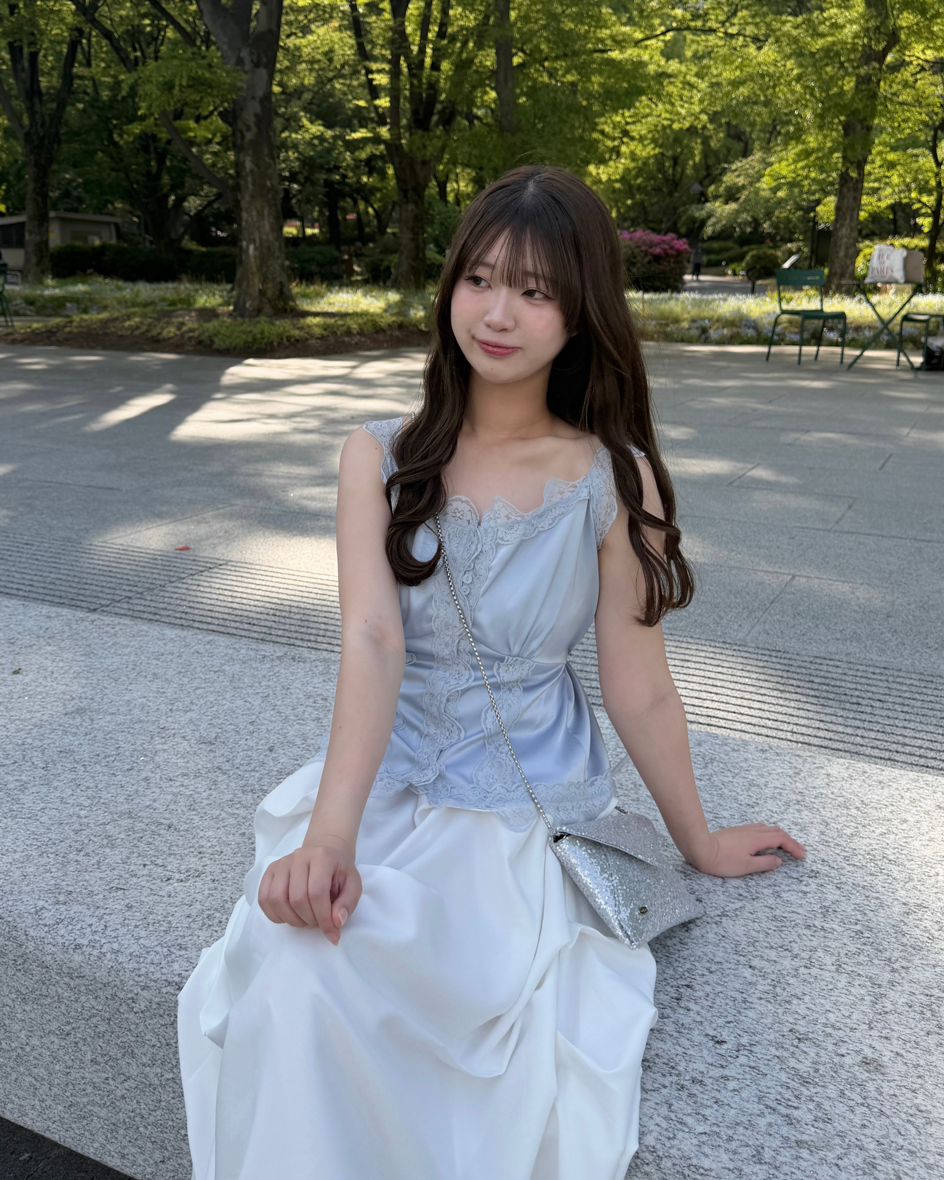【予約】サテンレースバックリボントップス