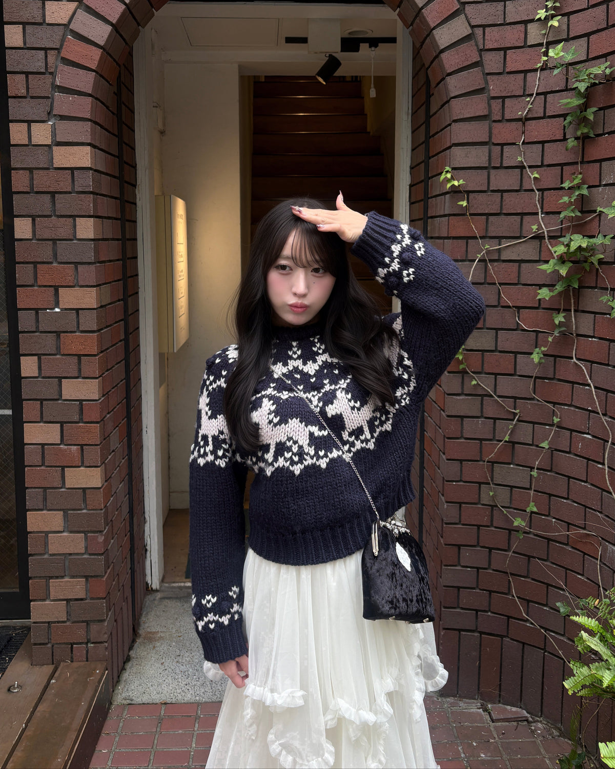 ホースパターンノルディックニット
