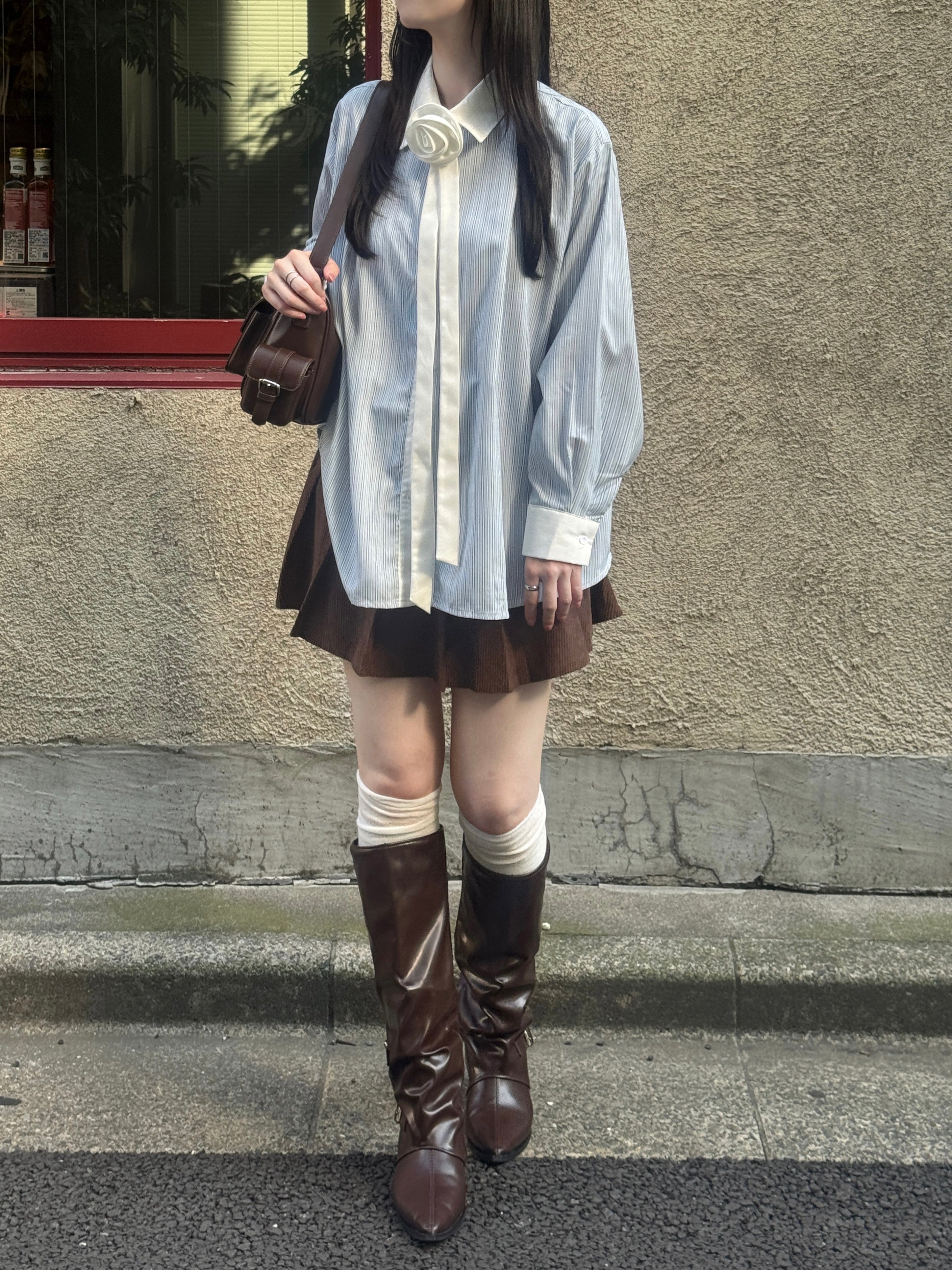 コーデュロイベルトセットプリーツスカート
