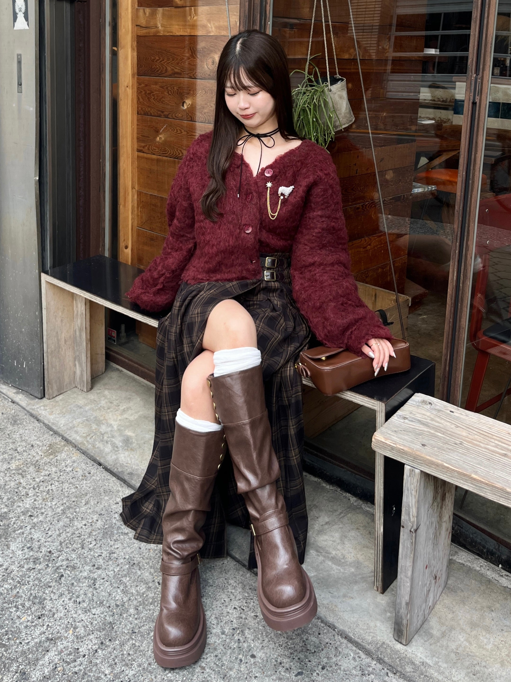 チェックパンツプリーツスカート
