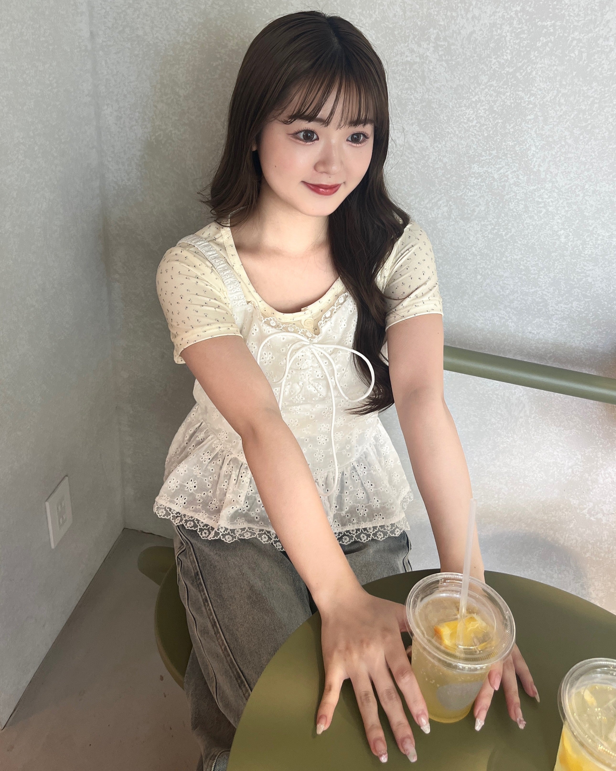 プチフラワーヘンリーネックT